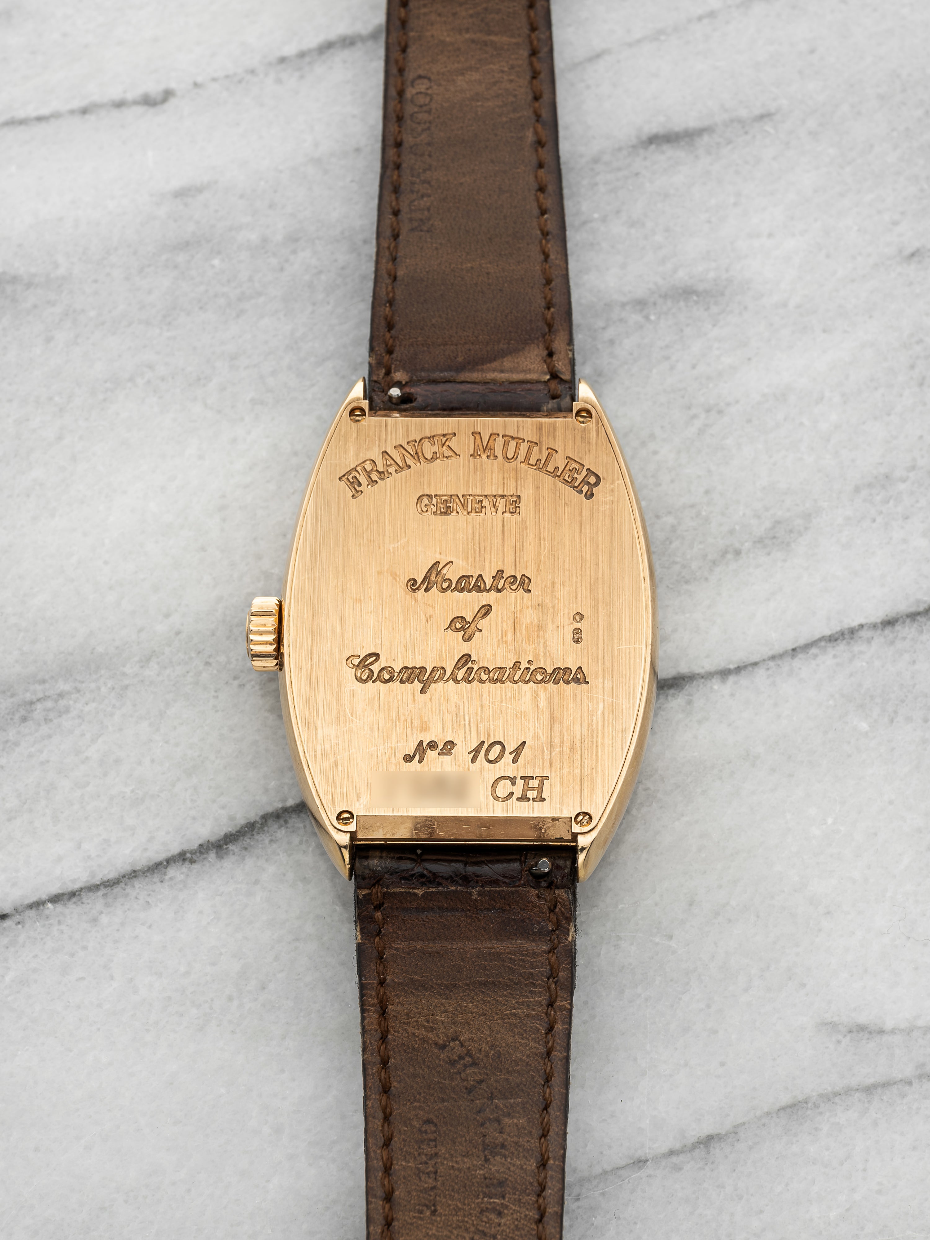 2000s Franck Muller Crazy Hours 7851 CH 18K Yellow Gold Salmon Dial Auto 36mm