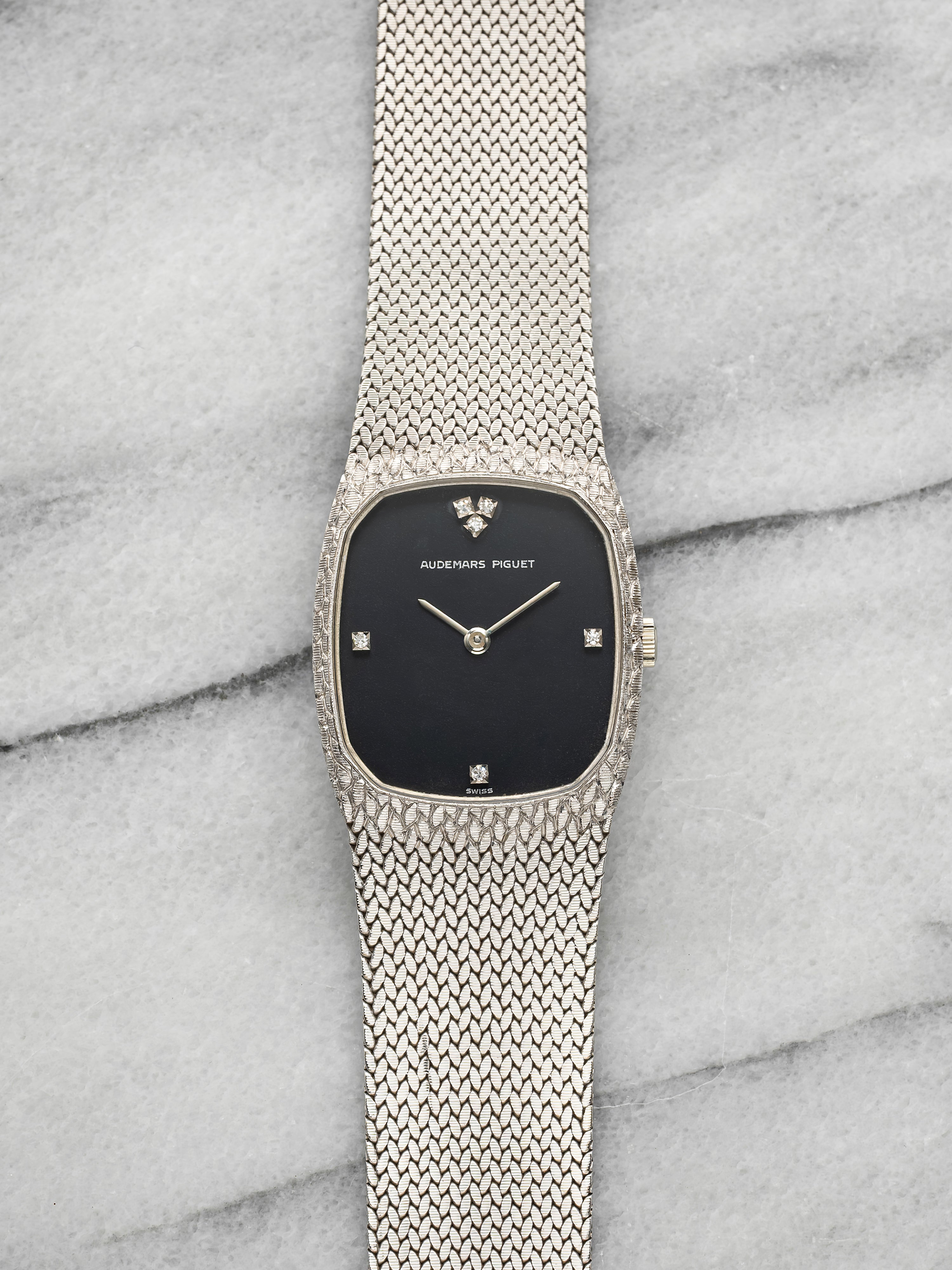 Vintage 1970s Audemars Piguet Cobra 18k WG Black Diamond Dial Manual 27mm