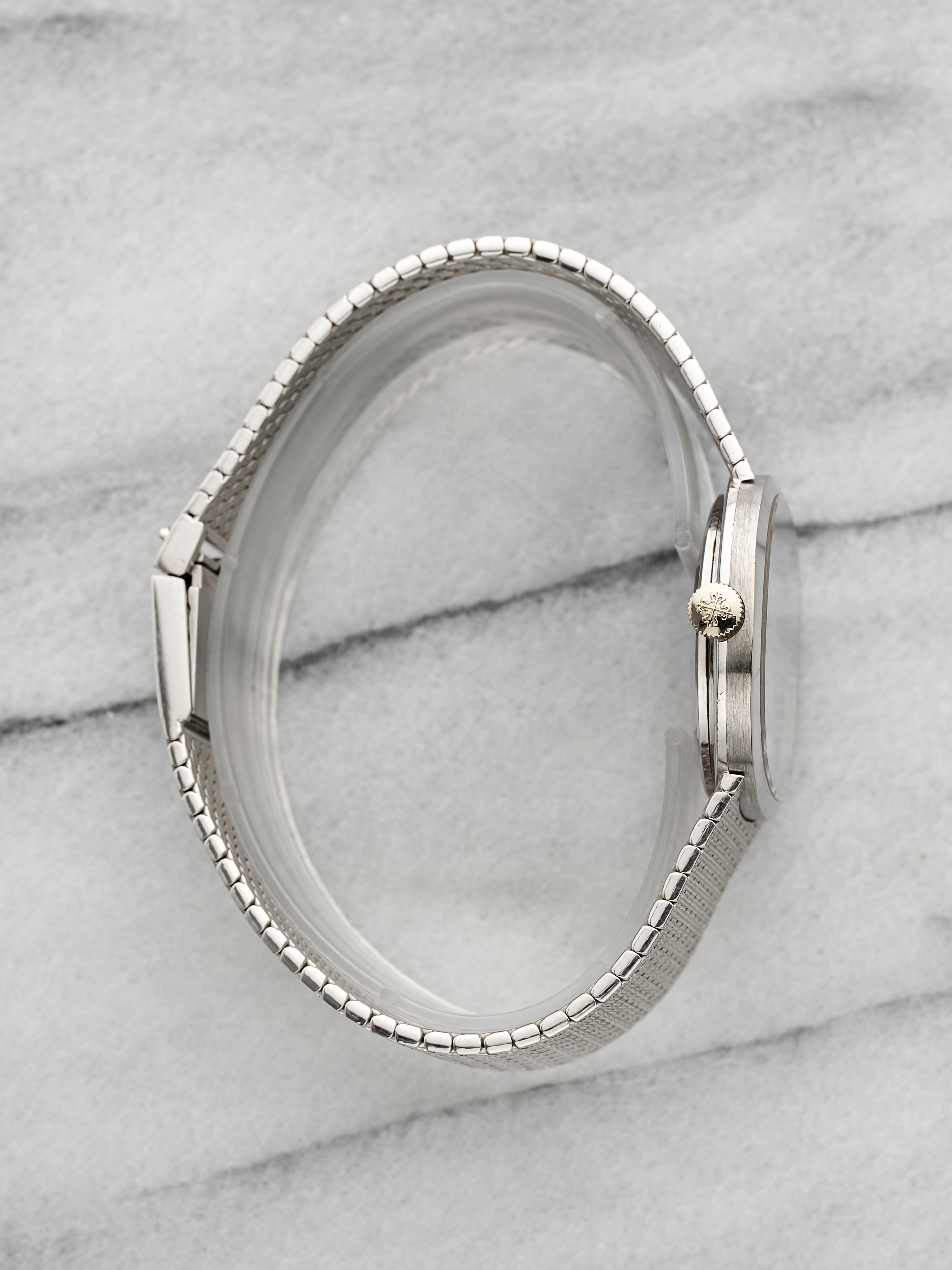 Vintage 1980s Patek Philippe Ellipse 3545/1 18k White Gold Blue Dial Manual 32mm