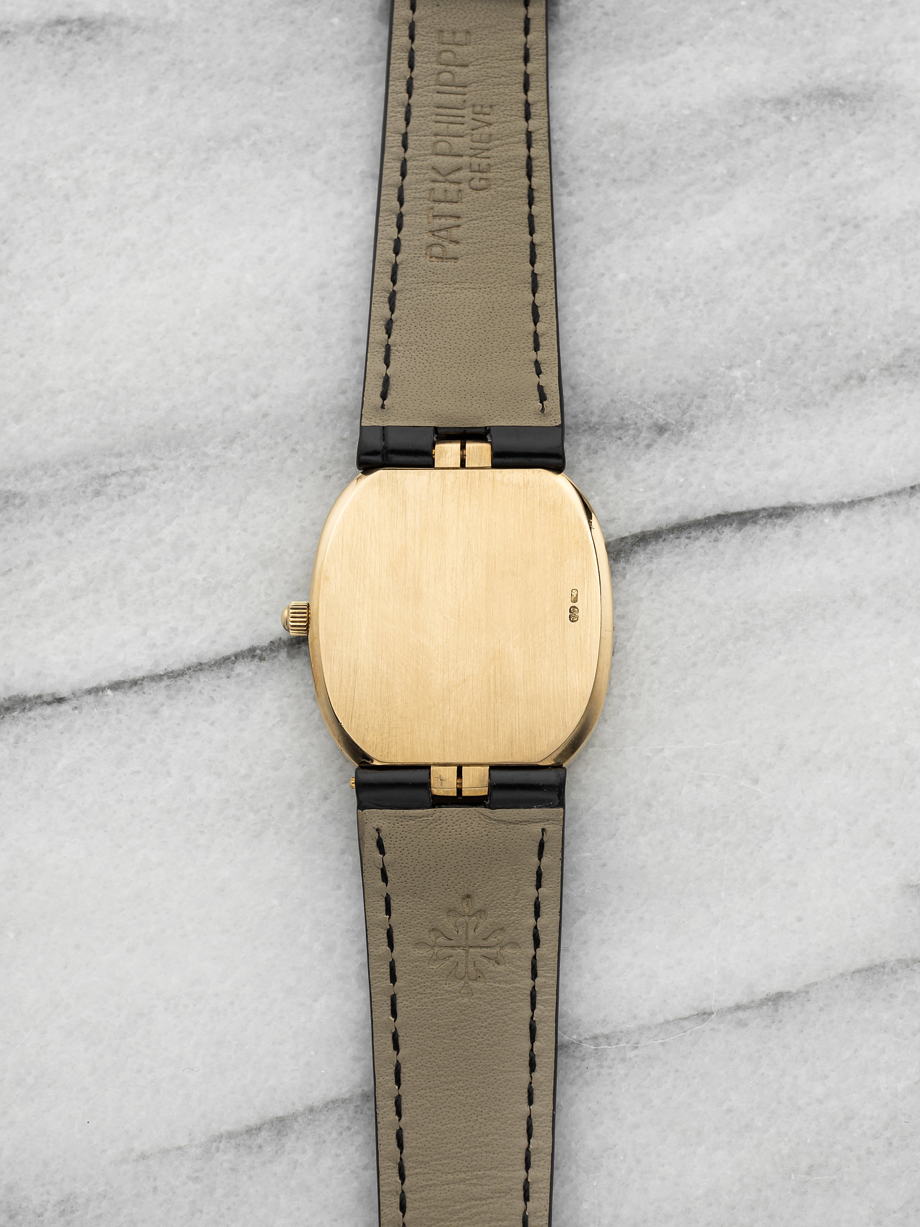 1970s Patek Philippe Ellipse 3548J 18k Yellow Gold Blue Dial Manual 28mm