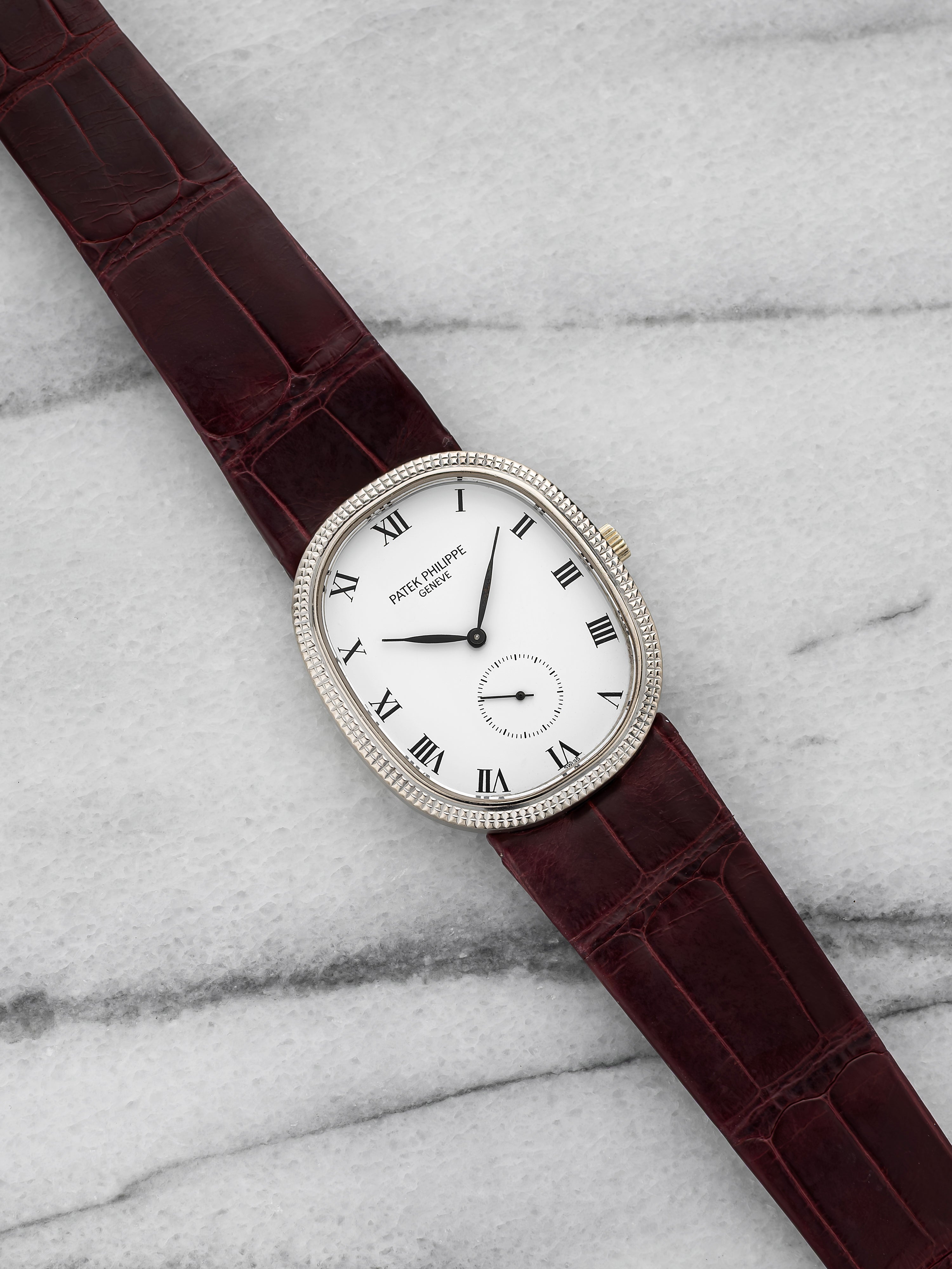Patek Philippe Ellipse 3989 - 18K White Gold, White Roman Dial