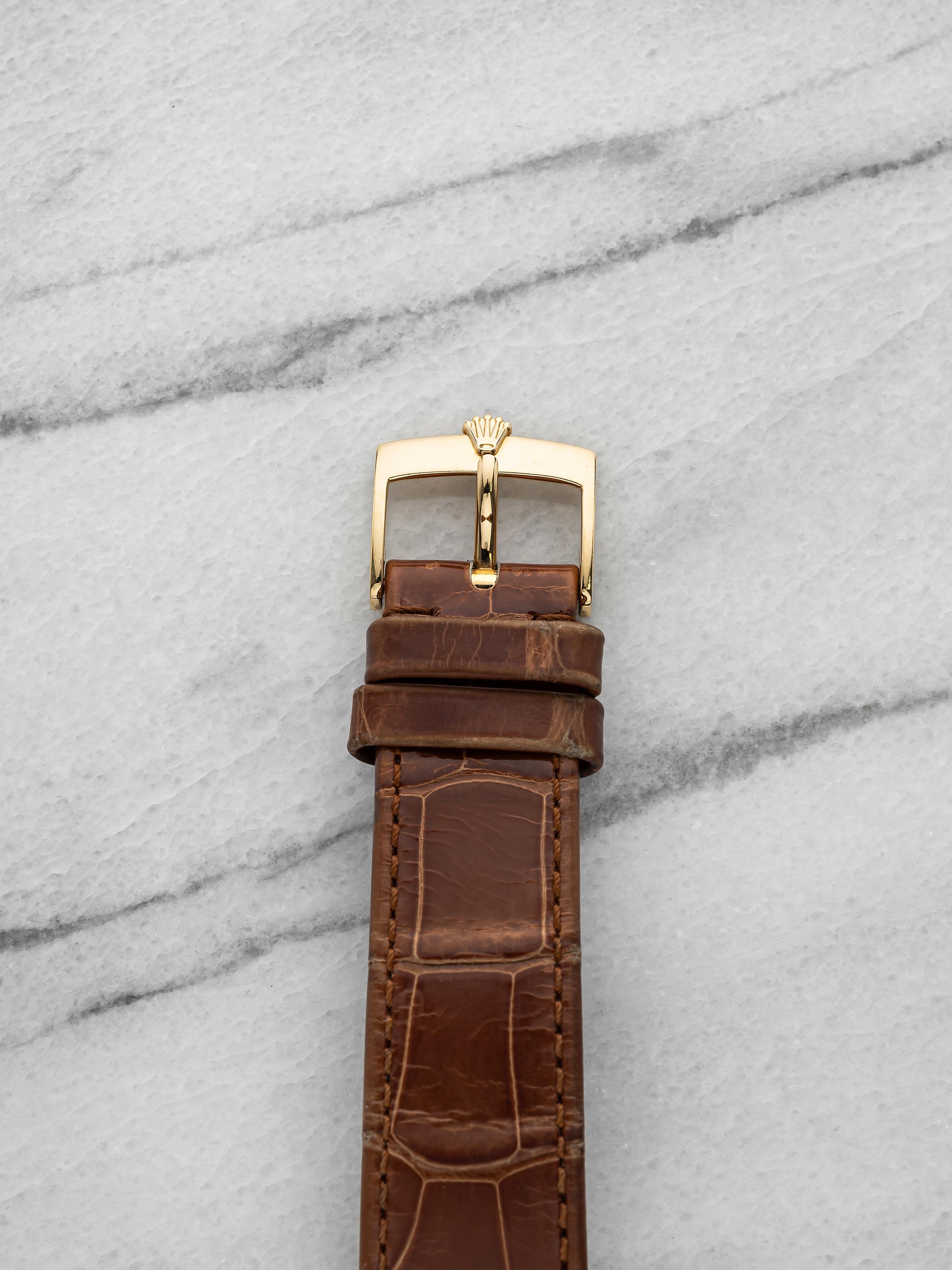 Vintage 1999 Rolex Cellini 5115 18K YG Grey Dial Manual 26mm