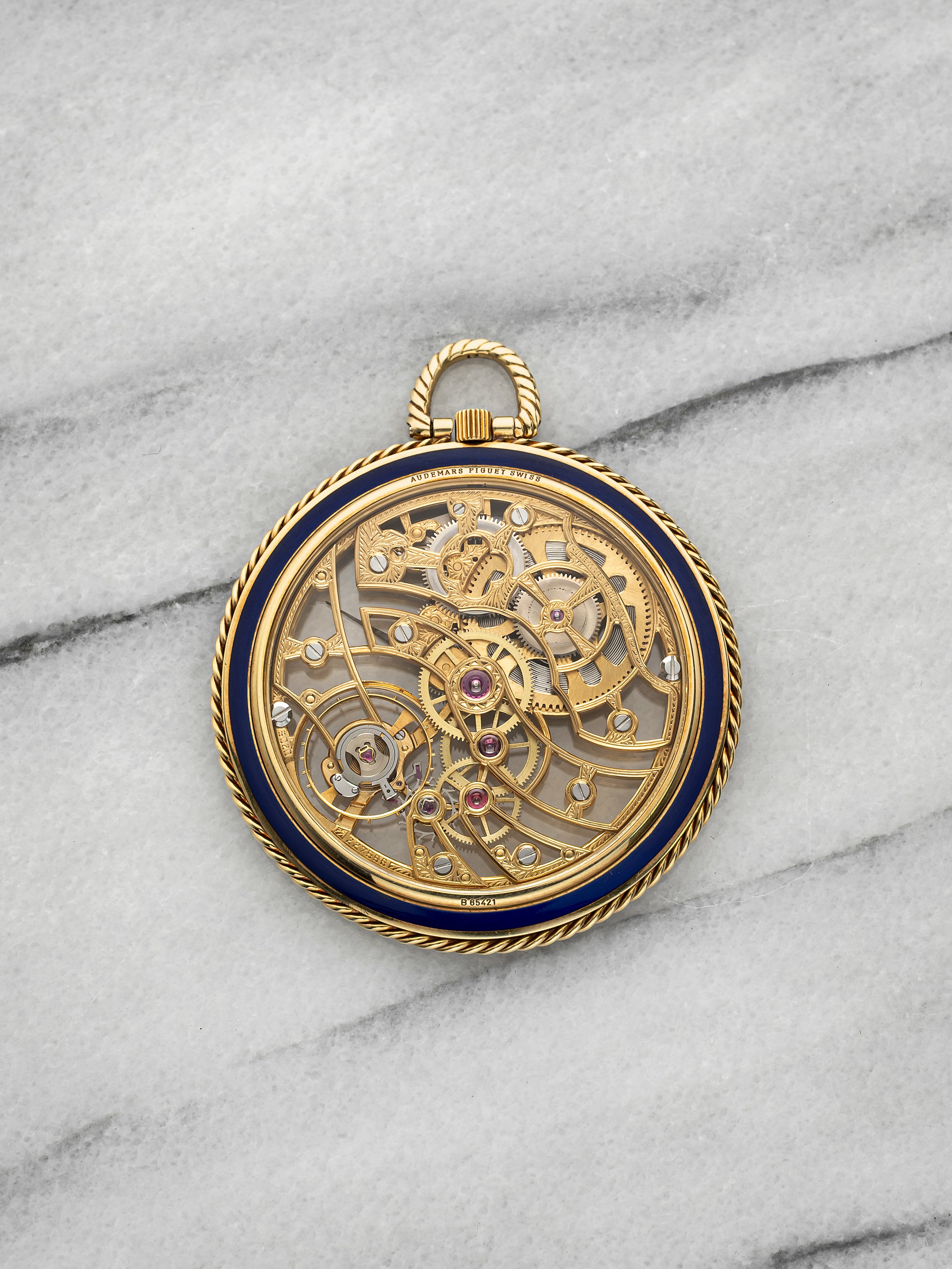 1970s Audemars Piguet Skeleton Pocket Watch 18K Yellow Gold Manual 42mm