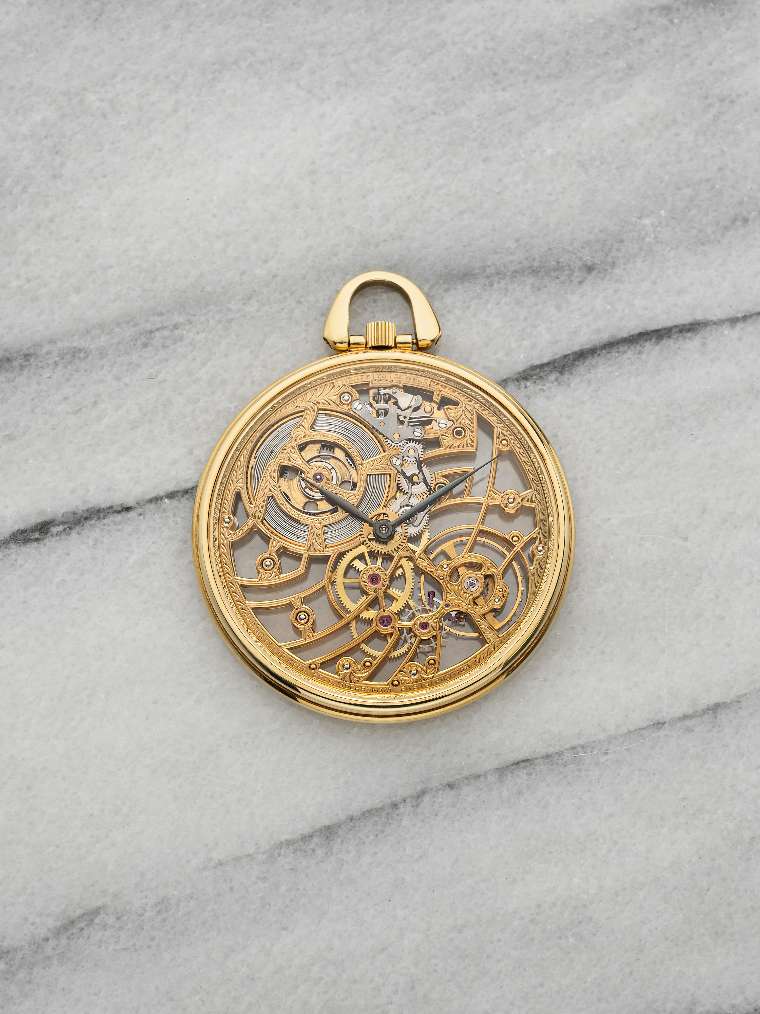 Vintage 1970s Audemars Piguet Pocket Watch Skeleton 18K Yellow Gold Manual 42mm