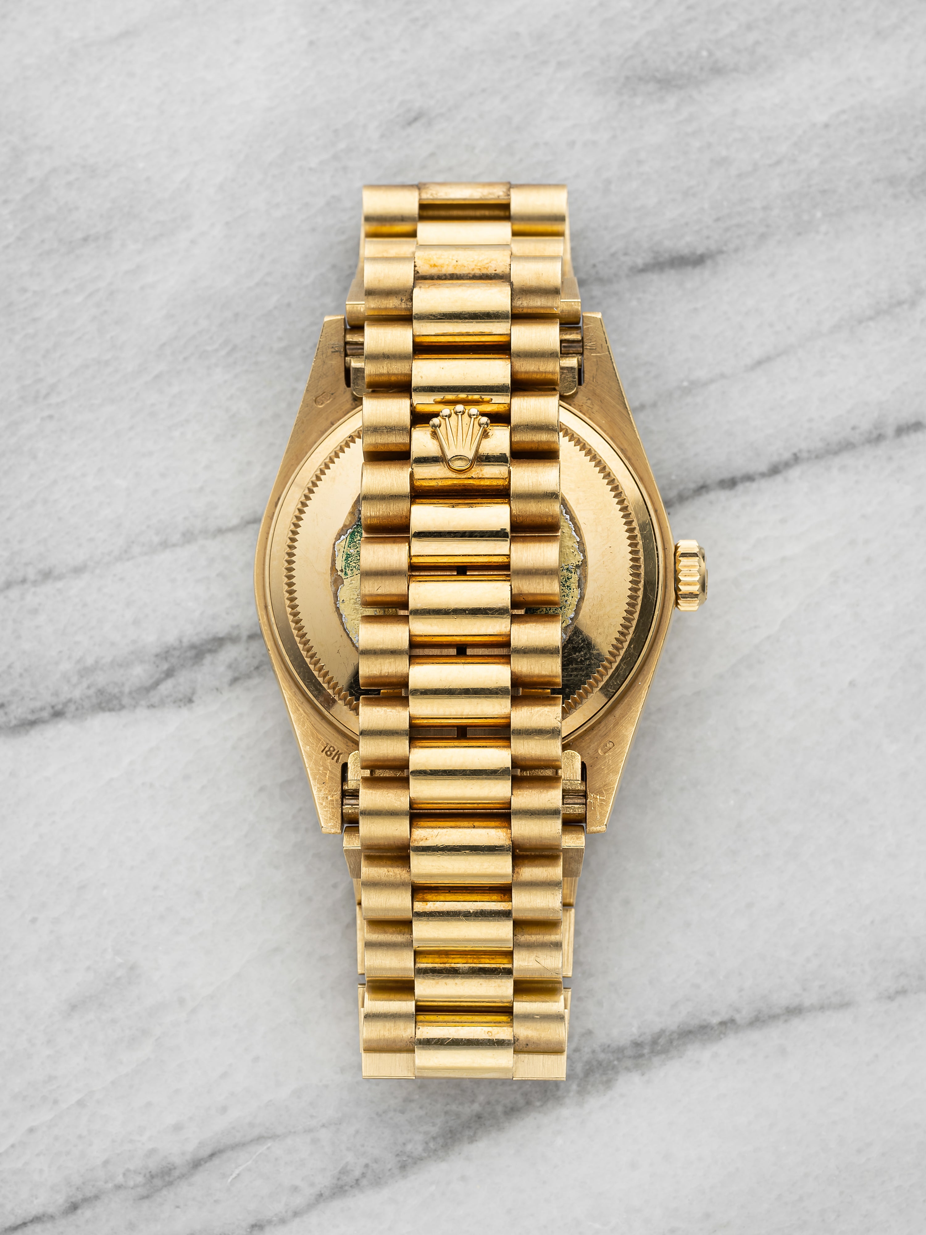 1986 Rolex Day-Date 36 18038 - 18K Yellow Gold Matte Blue Diamond Dial