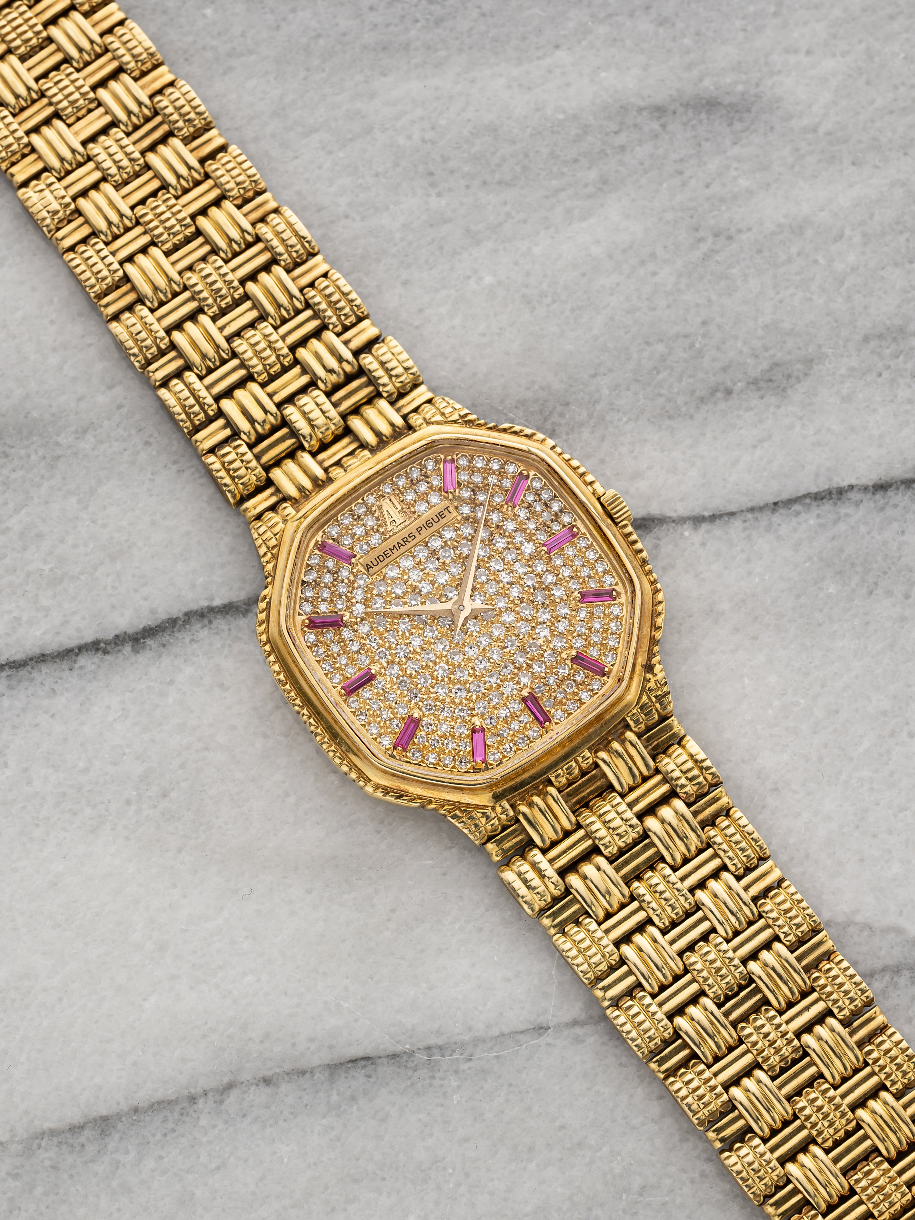 Audemars Piguet Octogon- Pave Dial with Ruby Hour Markers Automatic