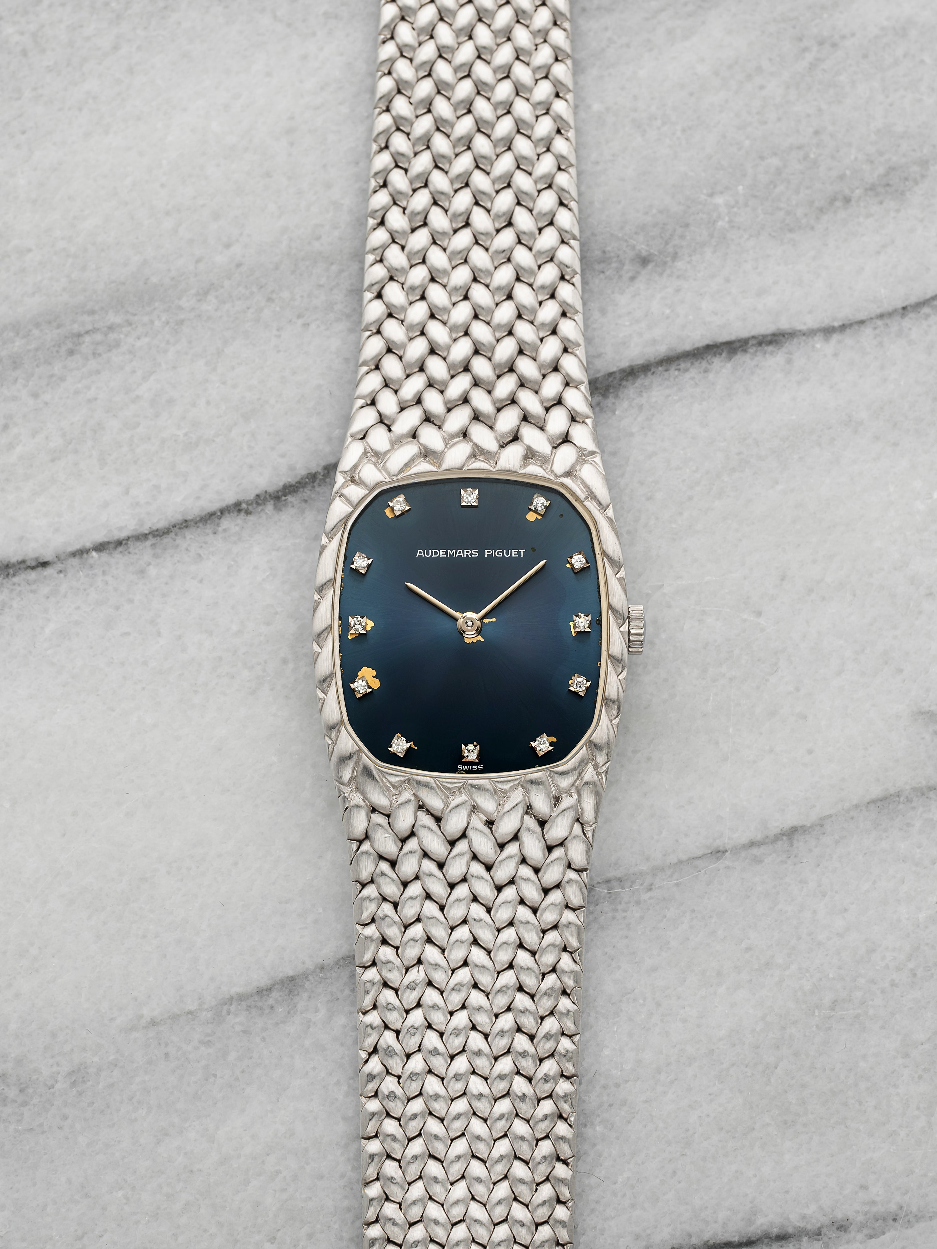 Vintage 1970s Audemars Piguet Cobra 18K WG Blue Diamond Dial Manual 27mm
