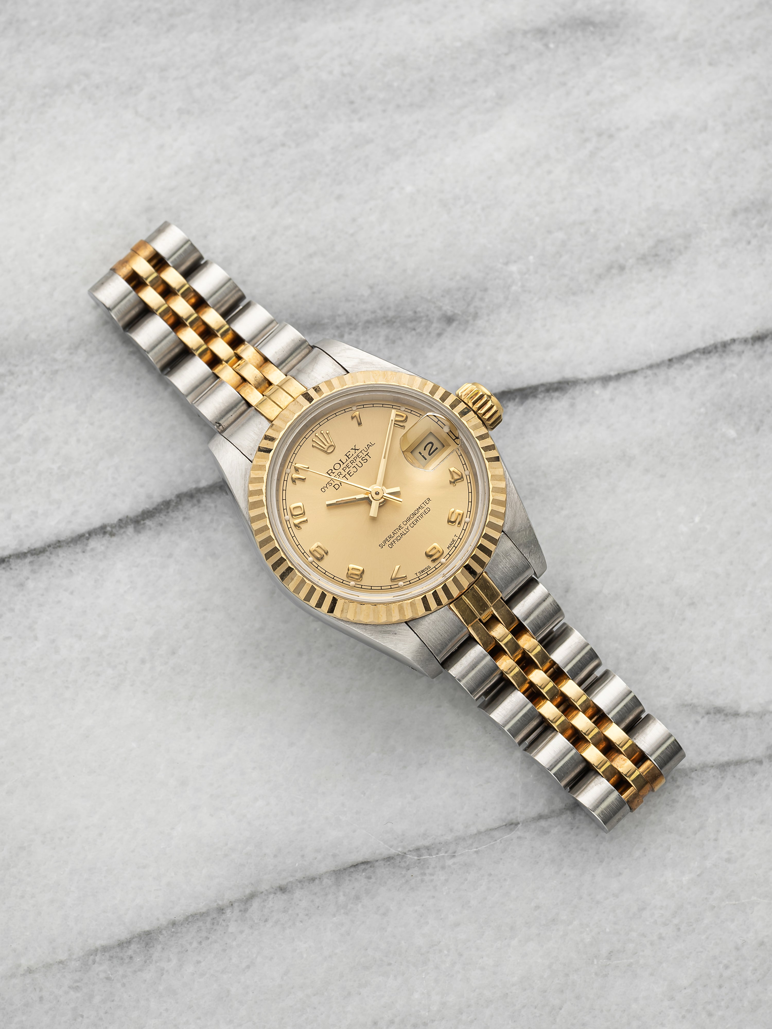 Vintage 1991 Rolex Datejust 69173 Two-Tone Champagne Arabic Dial Auto 26mm