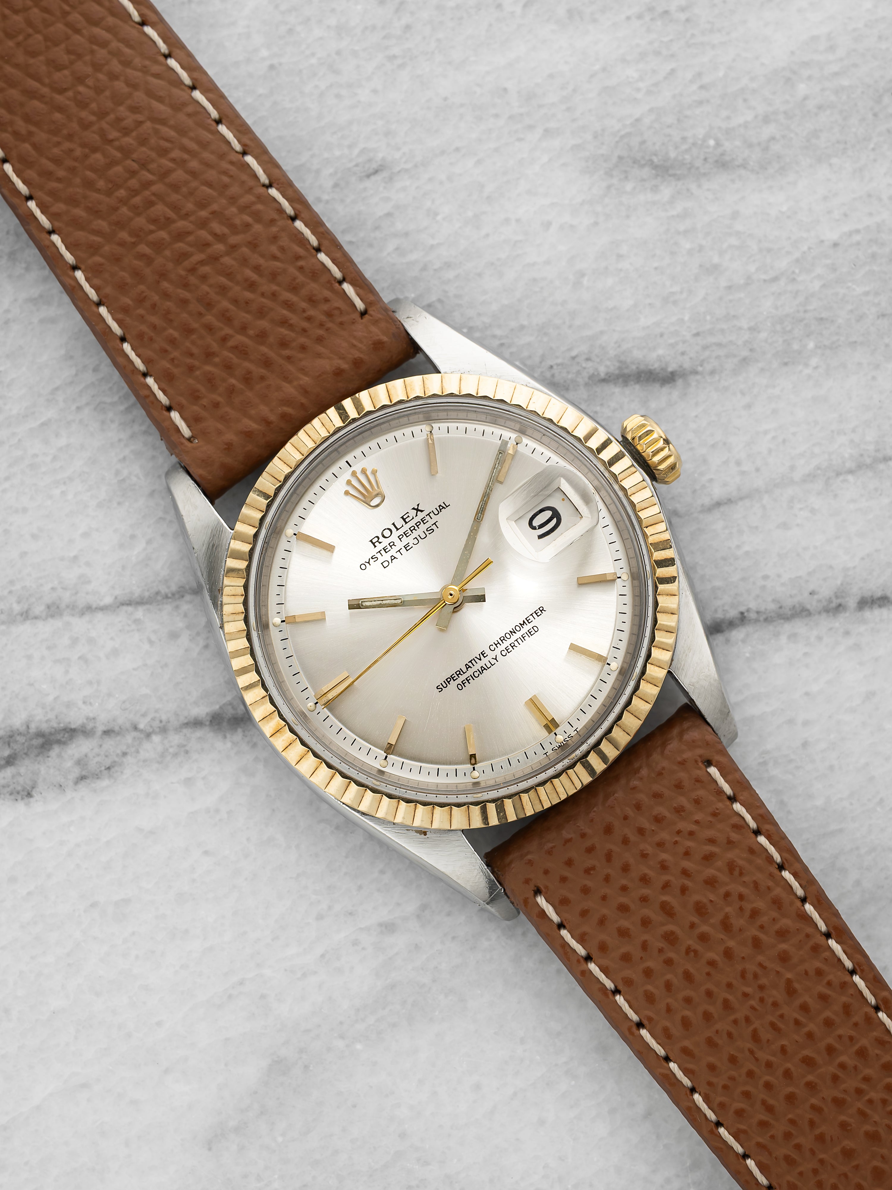 1968 Rolex Datejust 36 1601 - Stainless Steel & 18K Yellow Gold Bezel, Silver Dial