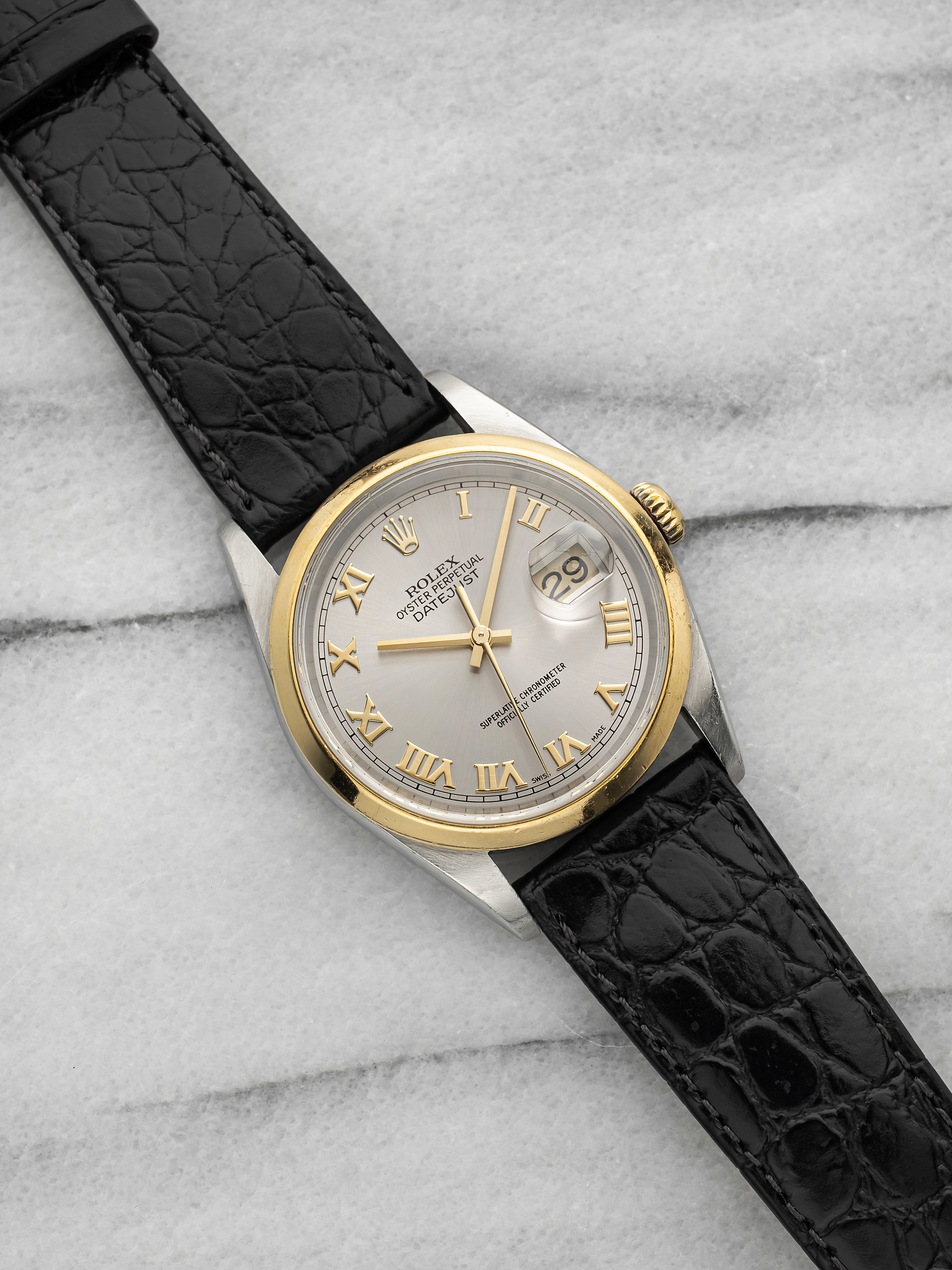 2001 Rolex Datejust 16203 Two-Tone Silver Roman Dial Automatic 36mm
