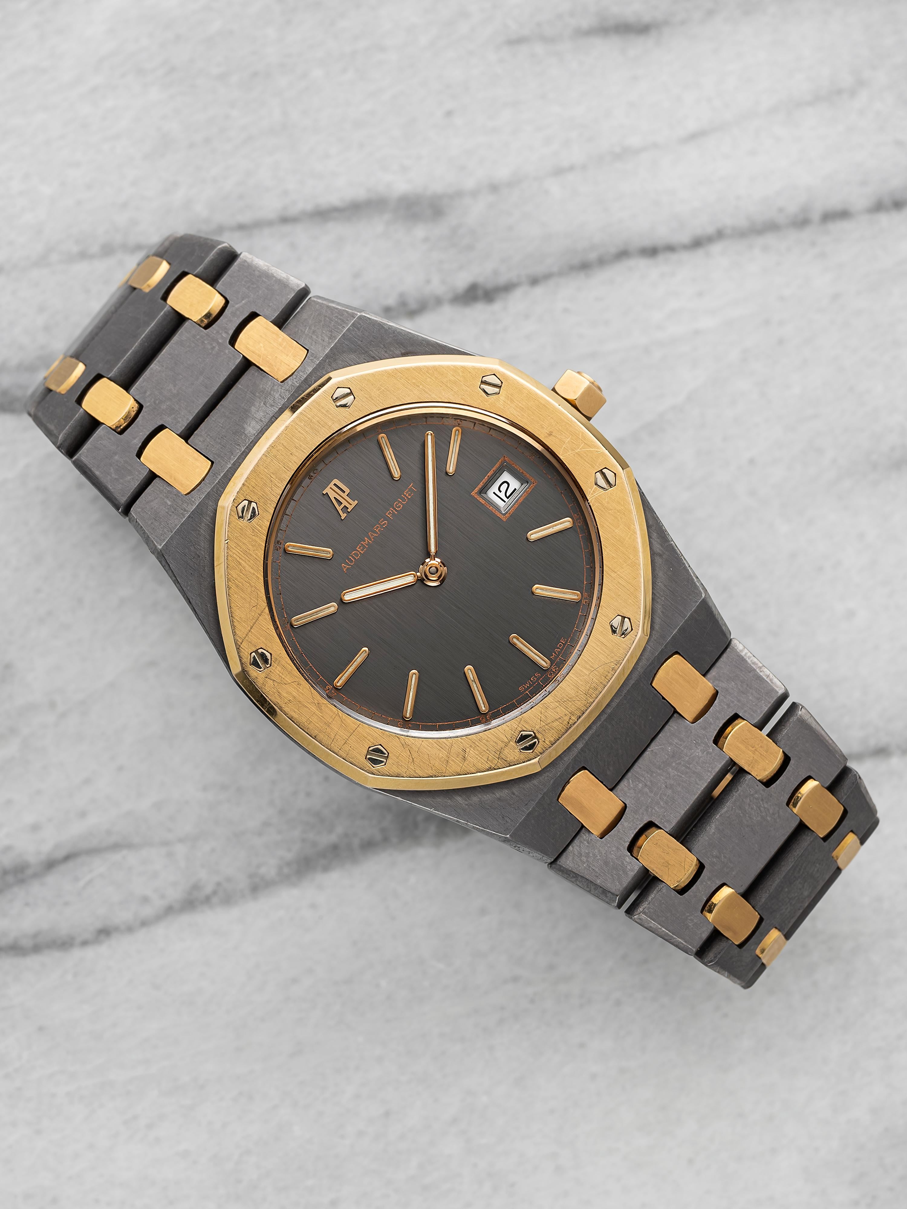 Vintage 1990s Audemars Piguet Royal Oak 56175tt Two Tone Grey Dial Quartz 33mm