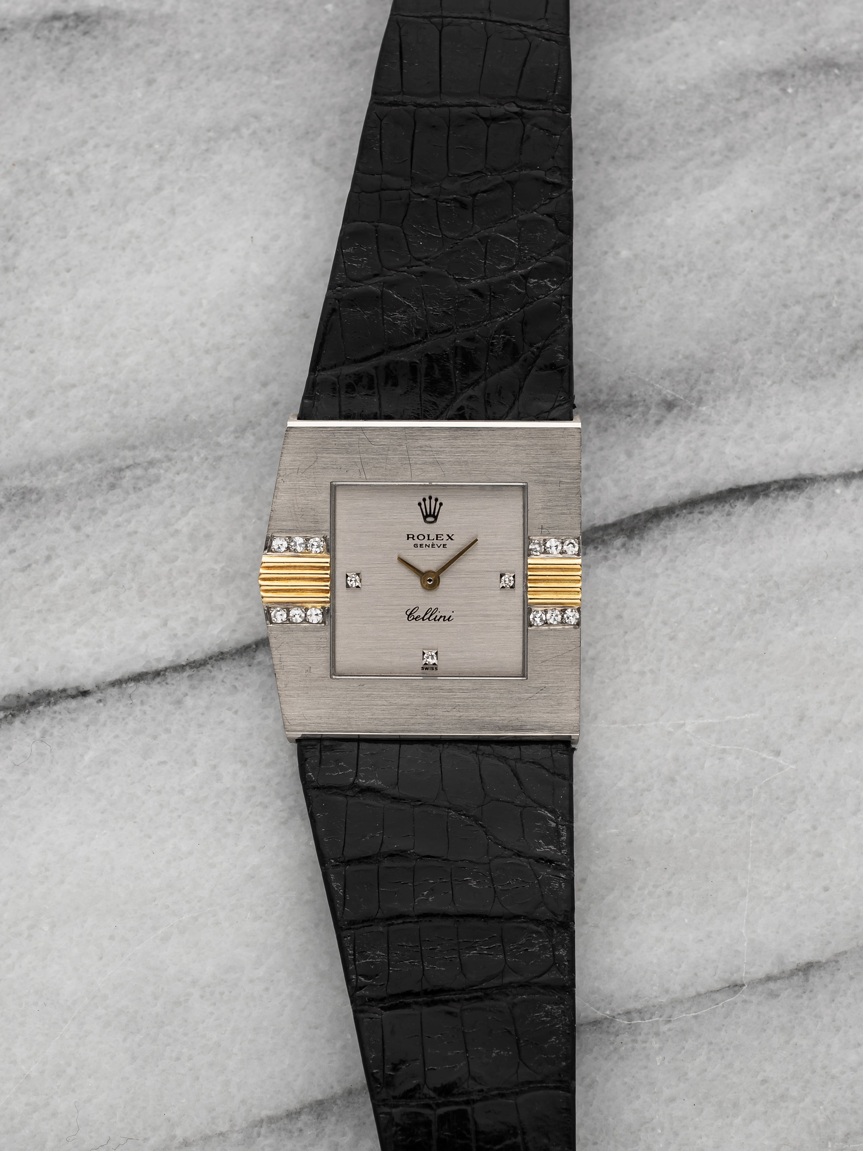 1982 Rolex Cellini 4126 - Asymmetric Diamond Bezel Silver Dial