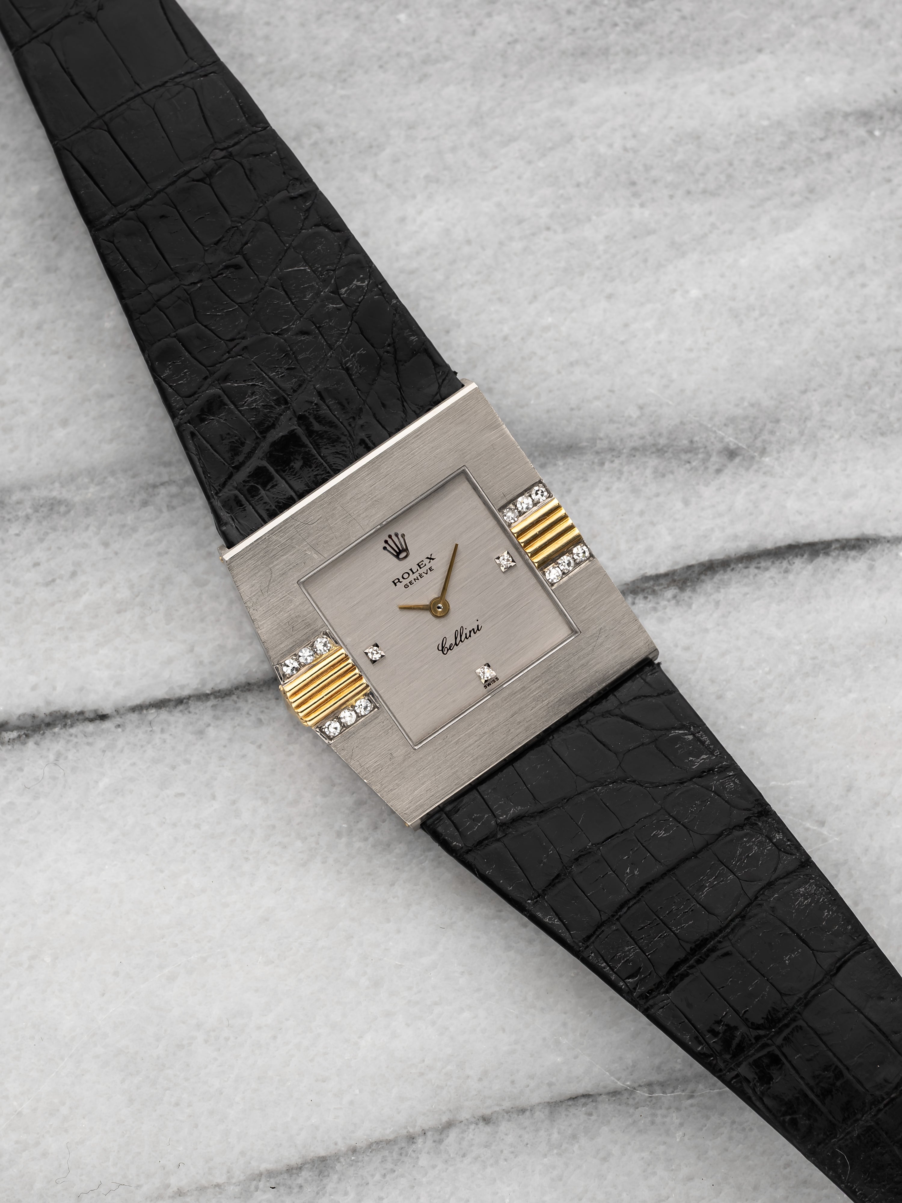 1982 Rolex Cellini 4126 - Asymmetric Diamond Bezel Silver Dial