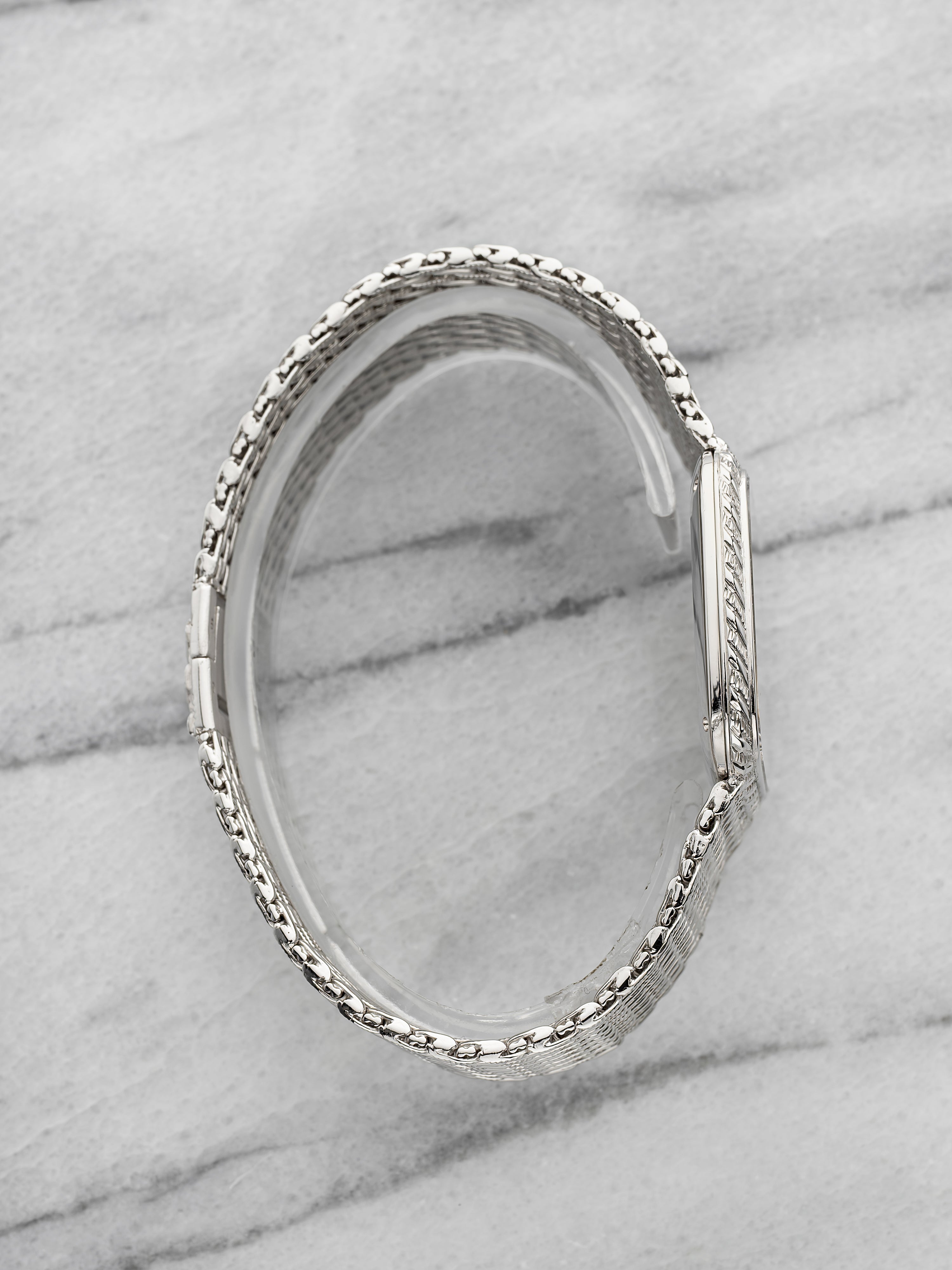 Piaget Cushion Case 9771 P61 - 18K White Gold Lapis and Diamond Dial