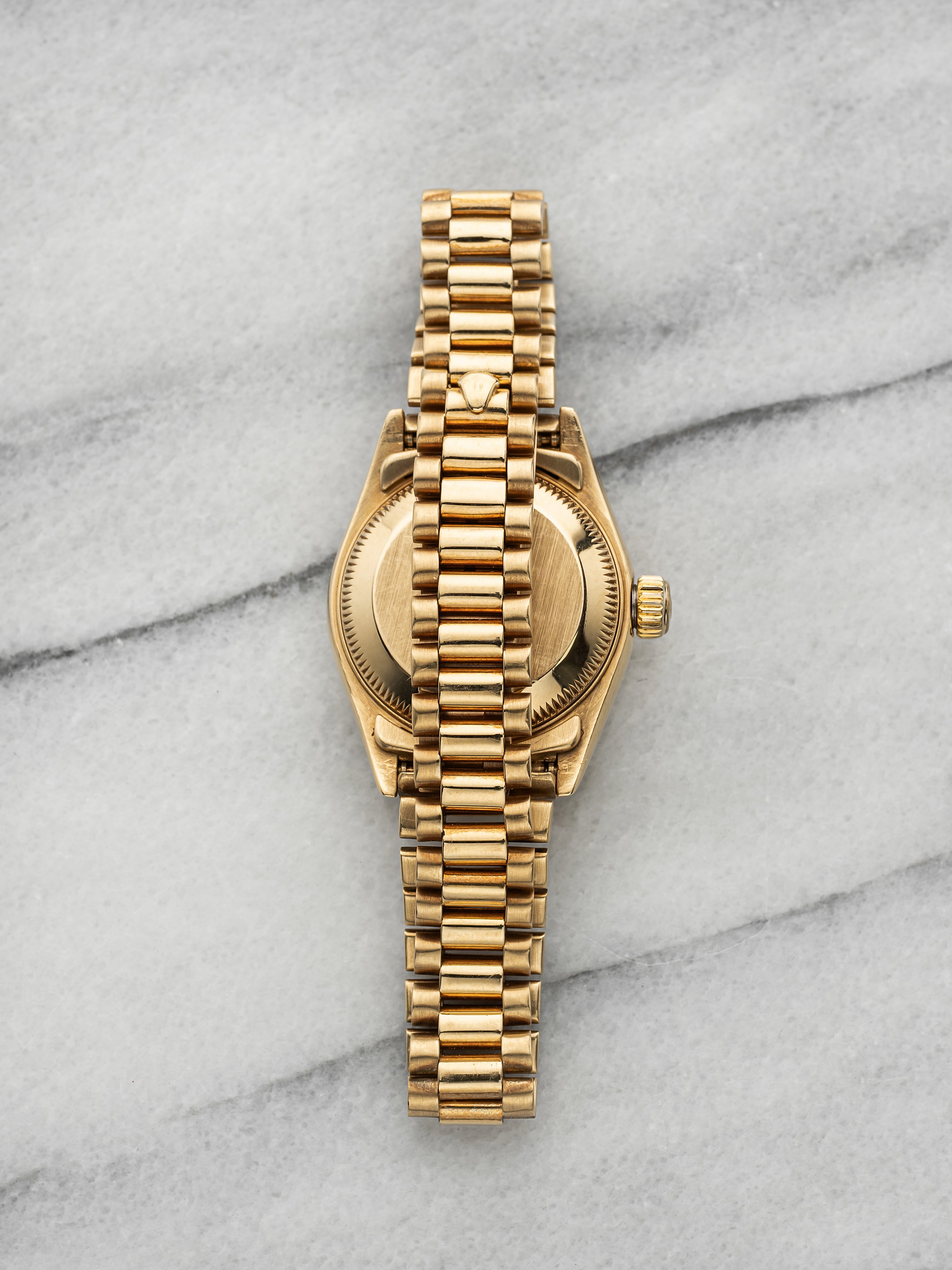 Vintage 1989 Rolex Lady Datejust 69178 18K YG Walnut Burl Wood Dial Auto 26mm