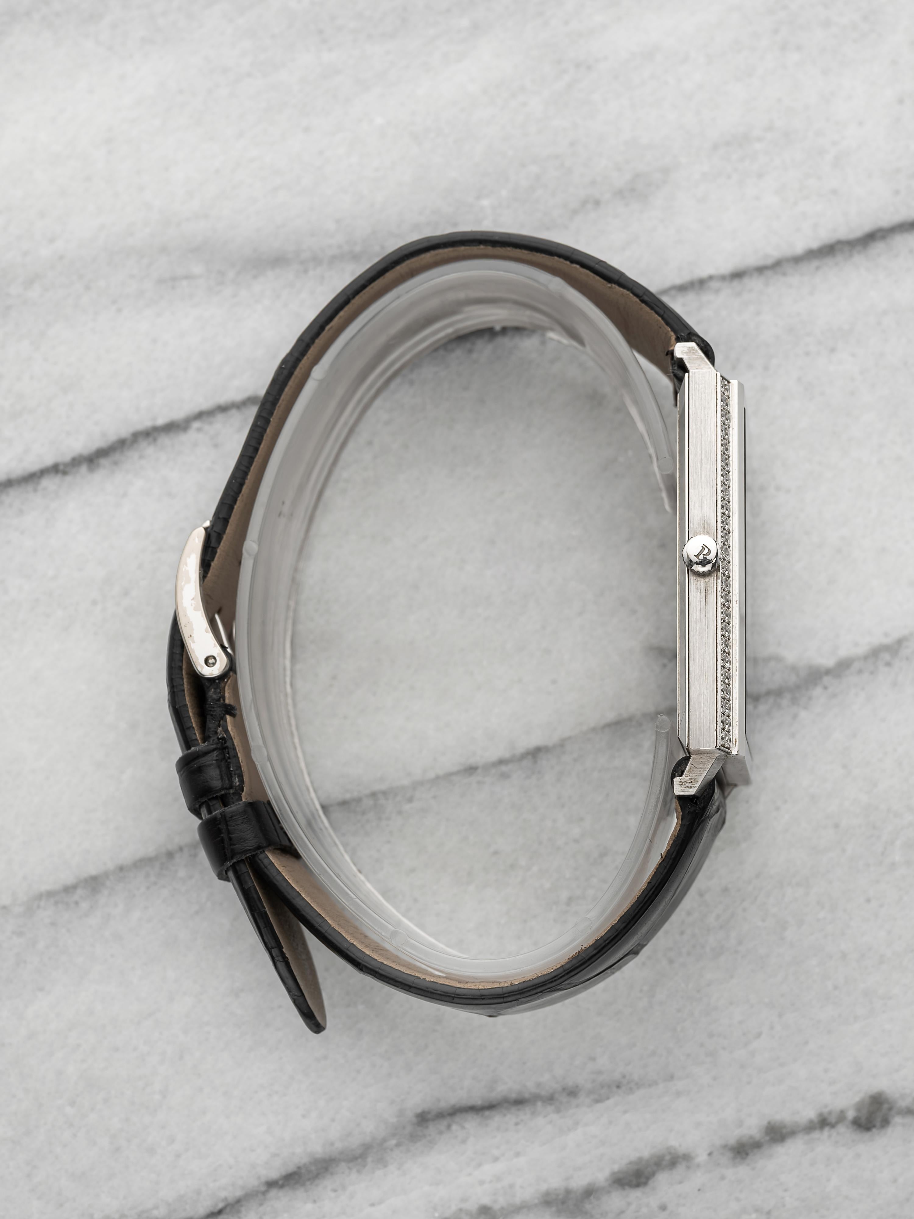 2005 Piaget Black Tie P10098 18K White Gold Diamond Pave Dial Manual 28mm