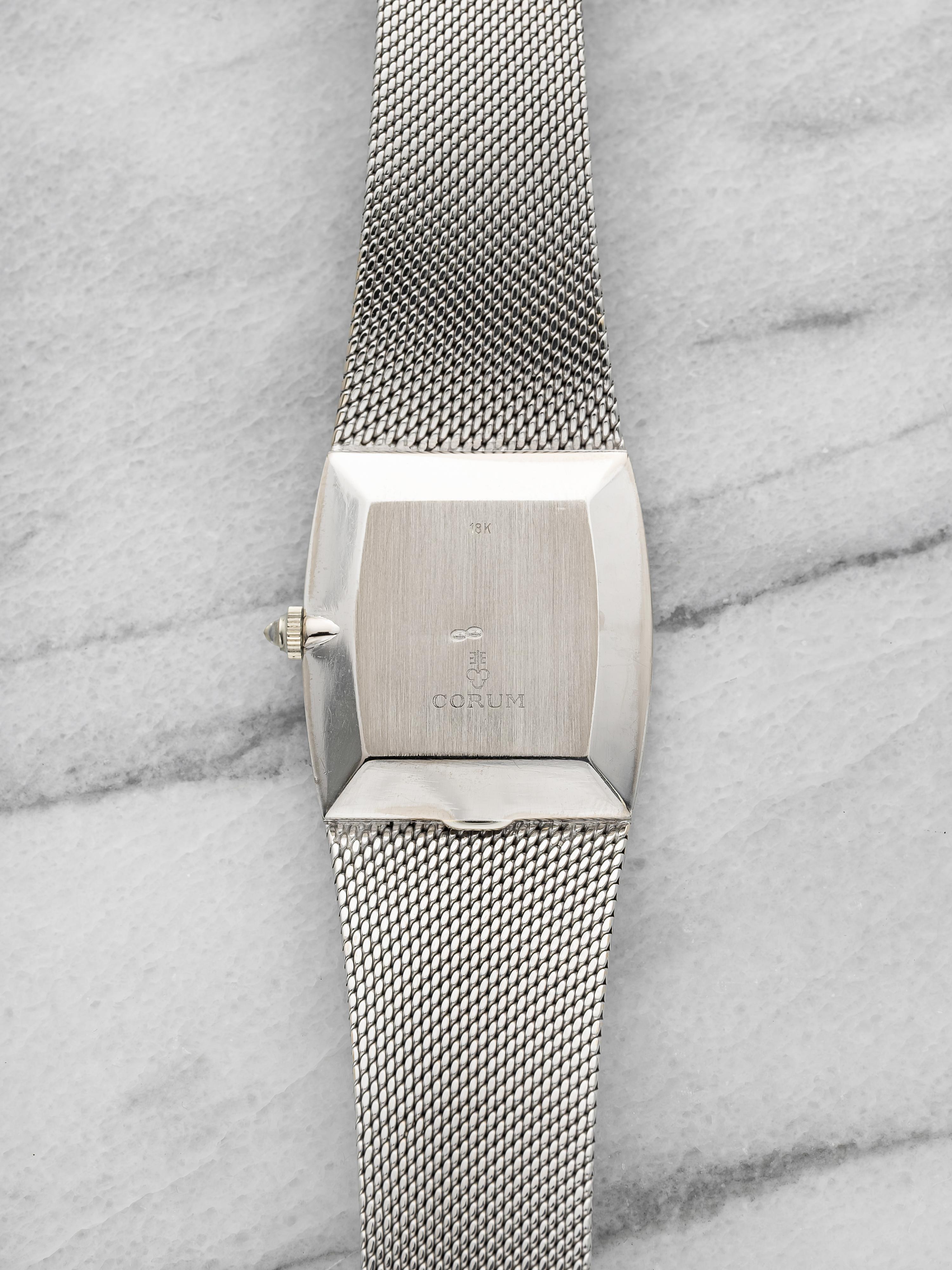 Vintage 1970s Corum 302150 18K WG MoP Onyx Diamond Dial Manual 29 mm