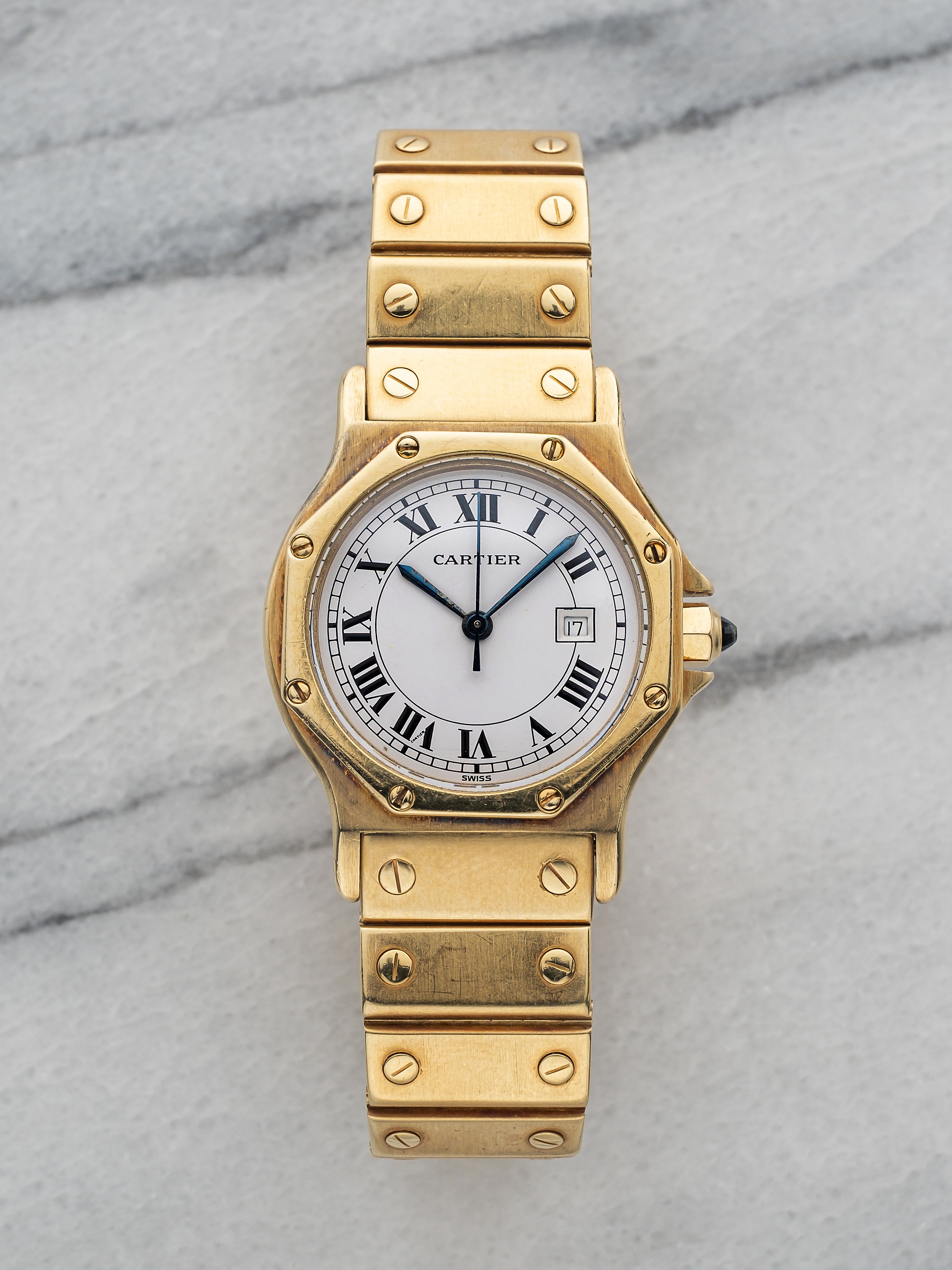 Cartier Santos Octagon - White Roman Dial