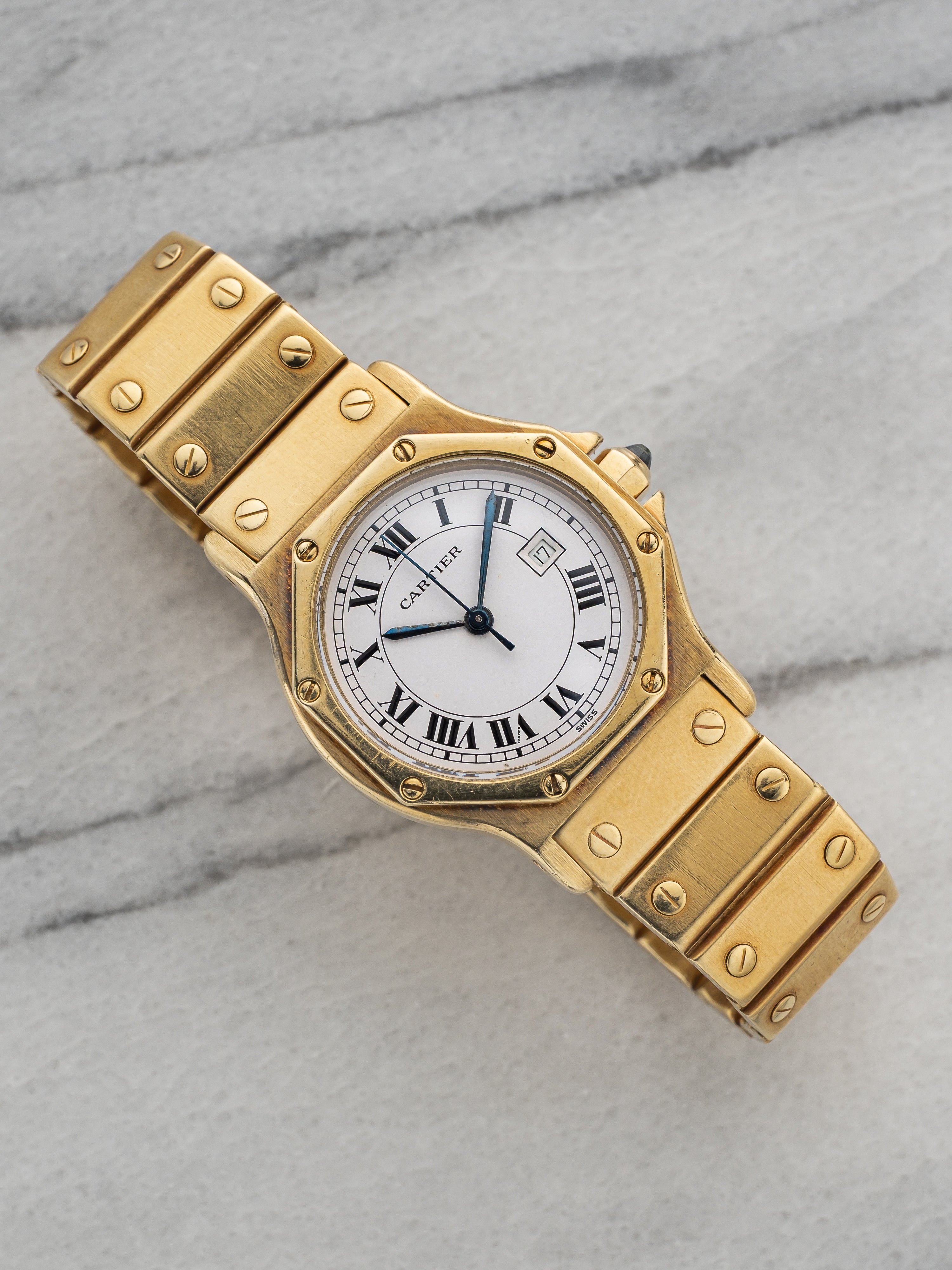 Cartier Santos Octagon - White Roman Dial