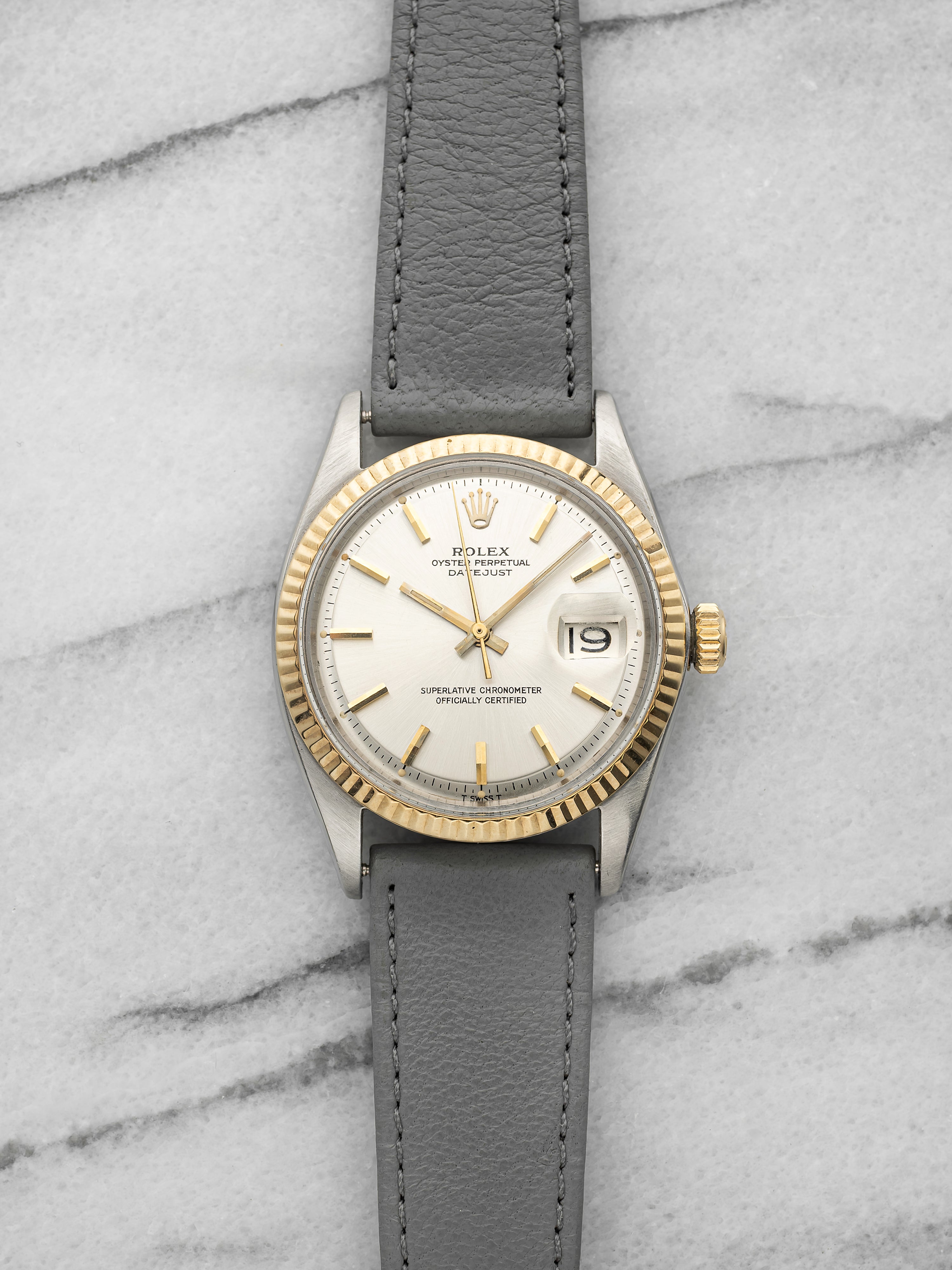 Vintage 1968 Rolex Datejust 1601 Steel 18K YG Bezel Silver Dial Auto 36mm