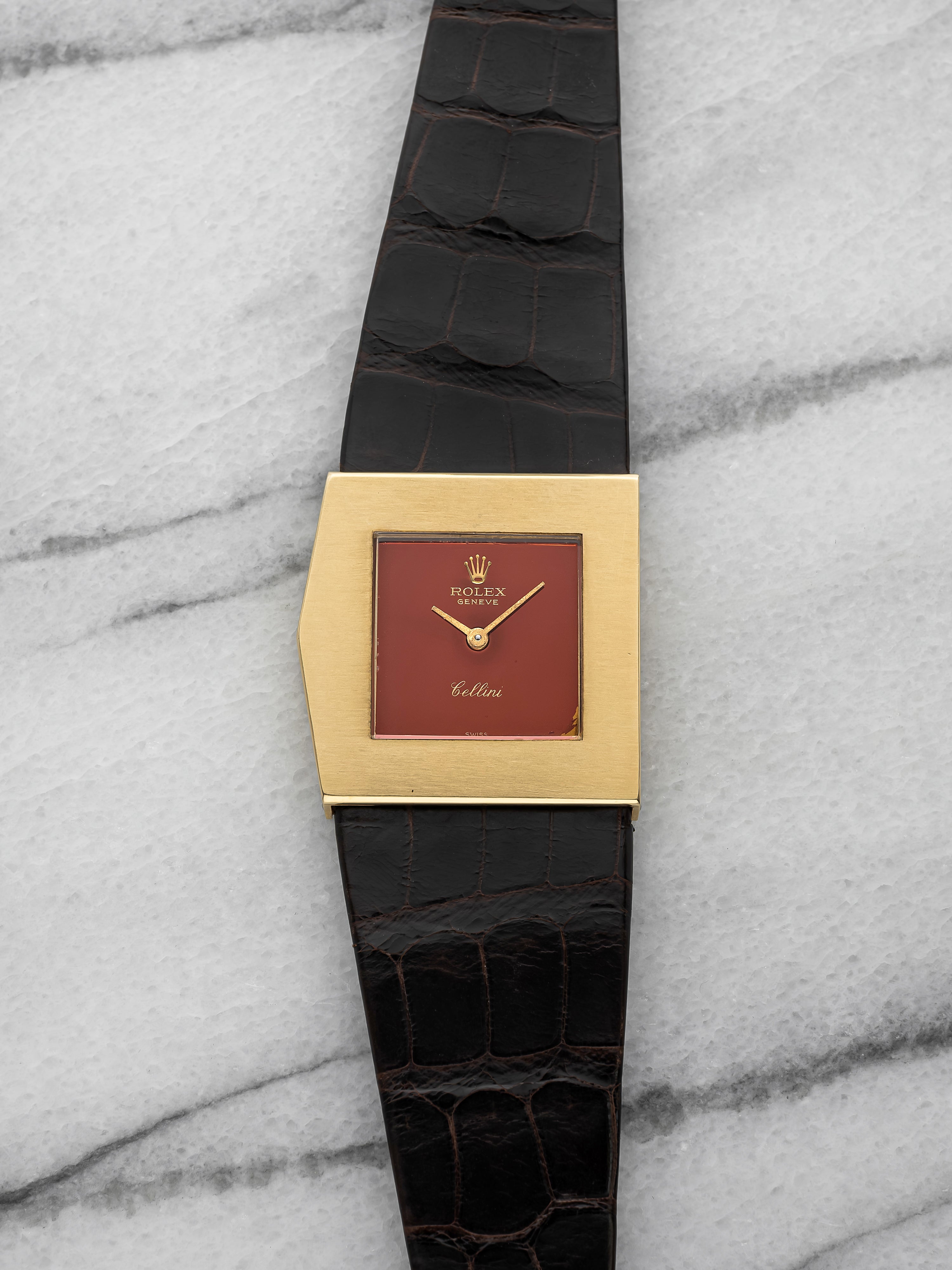 1973 Rolex Asymmetric 4017 - 18K Yellow Gold, Orange Foil Dial