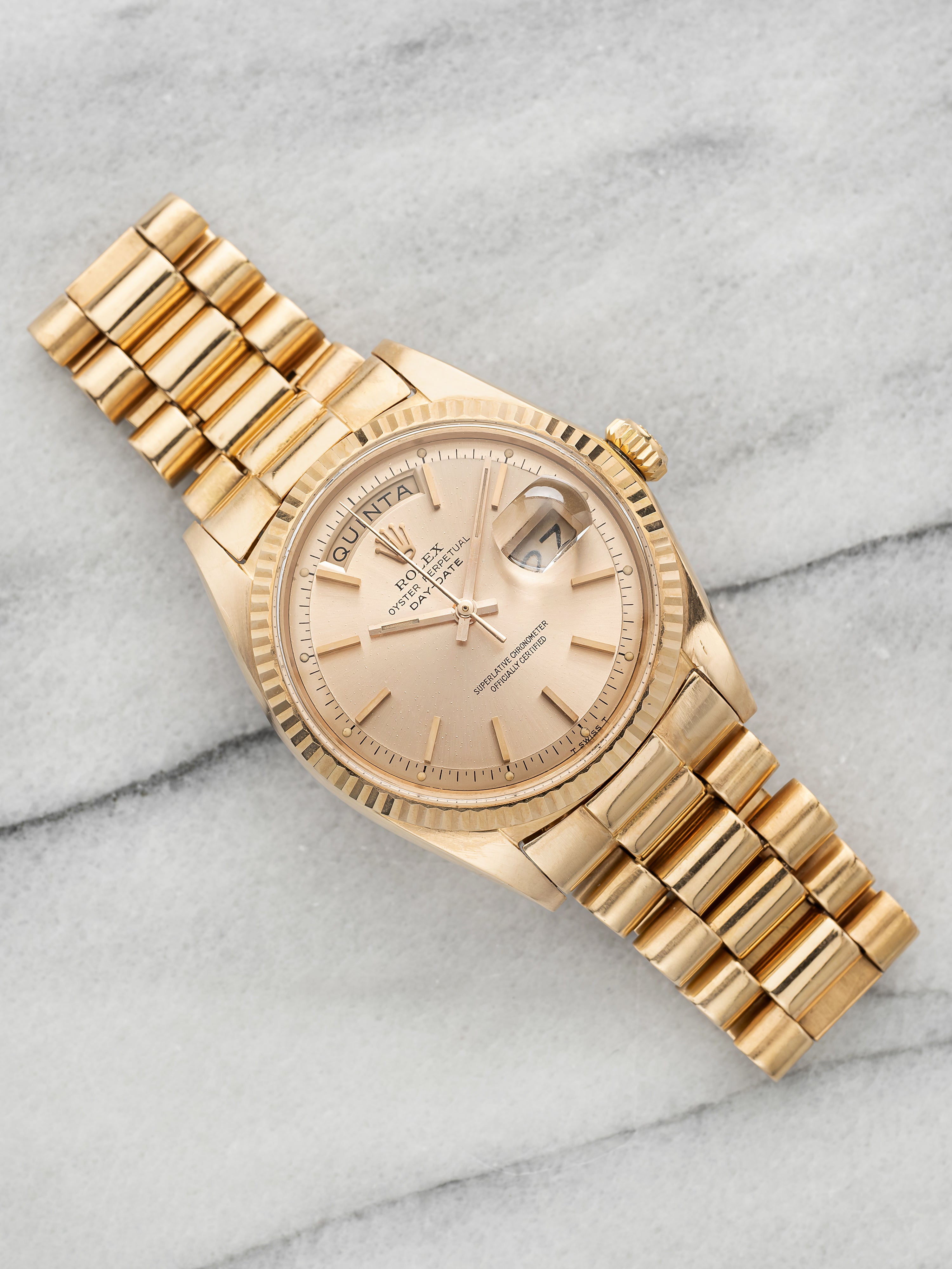 Vintage 1969 Rolex Day-Date 1803 18K Yellow Gold Salmon Dial Auto 36mm