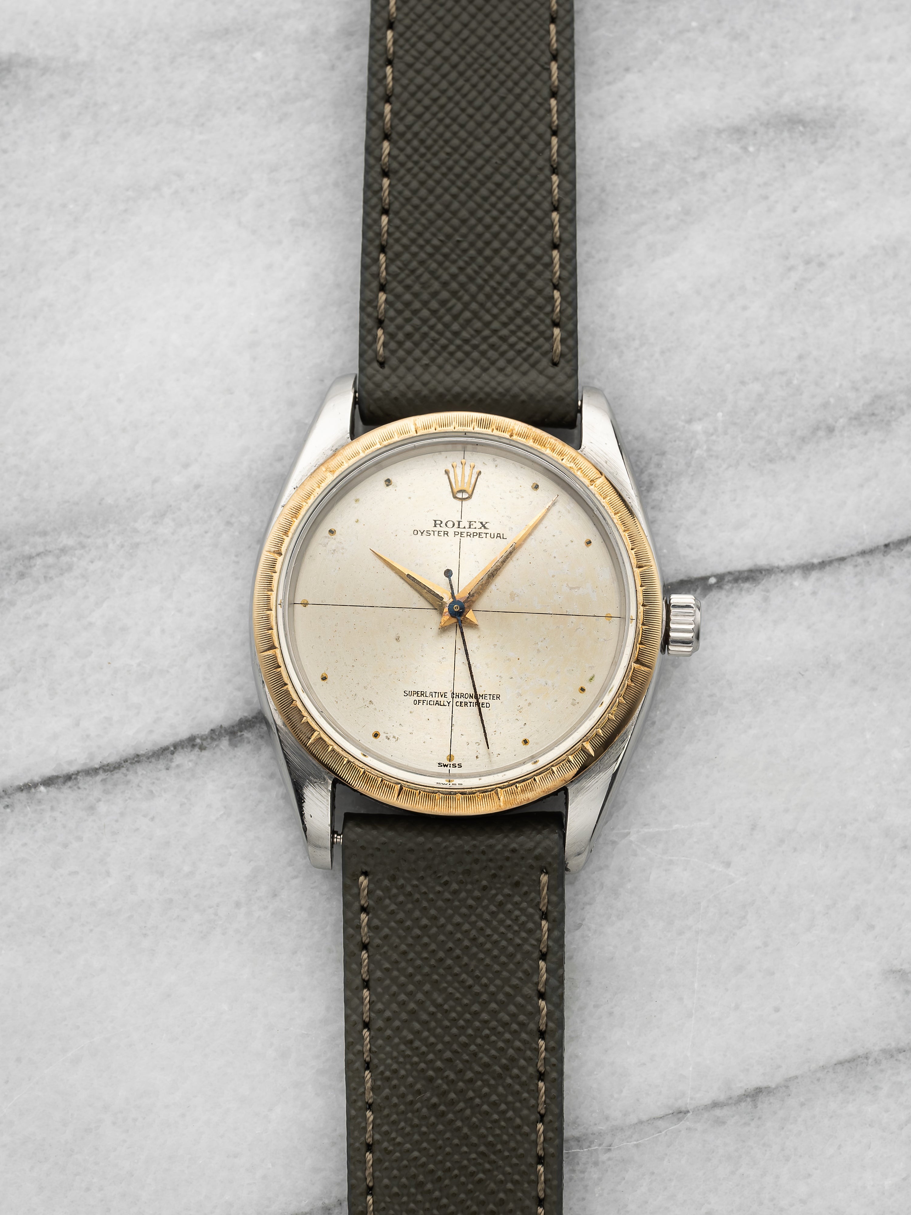 Vintage 1960 Rolex Zephyr Oyster Perpetual 1008 TT Crosshair Dial Auto 34mm