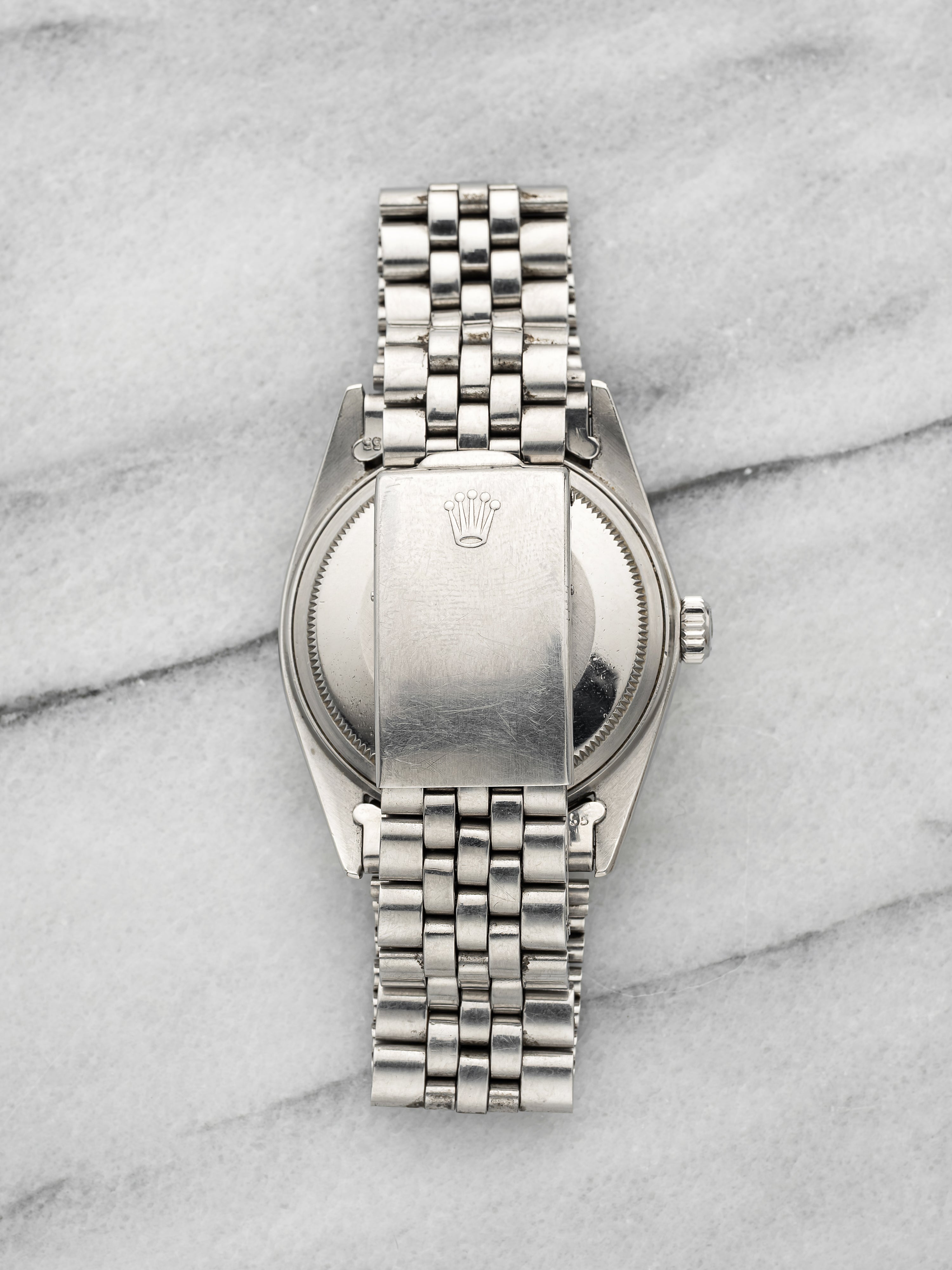 Vintage 1975 Rolex Datejust 1601 18K White Gold Silver Wide Boy Dial Auto 36mm