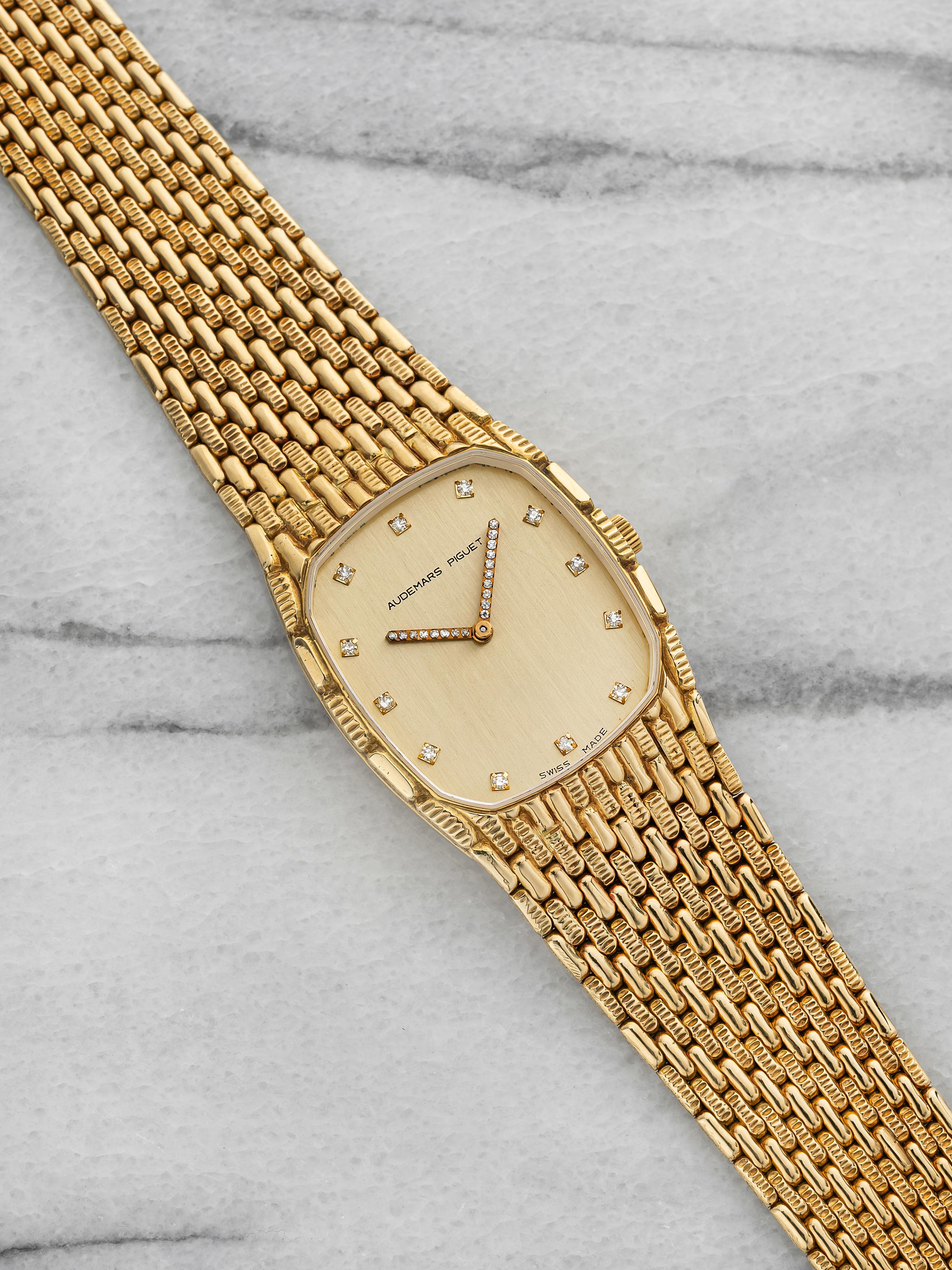 Vintage 1990s Audemars Piguet Cobra 18k YG Champagne Diamond Dial Manual 27 mm