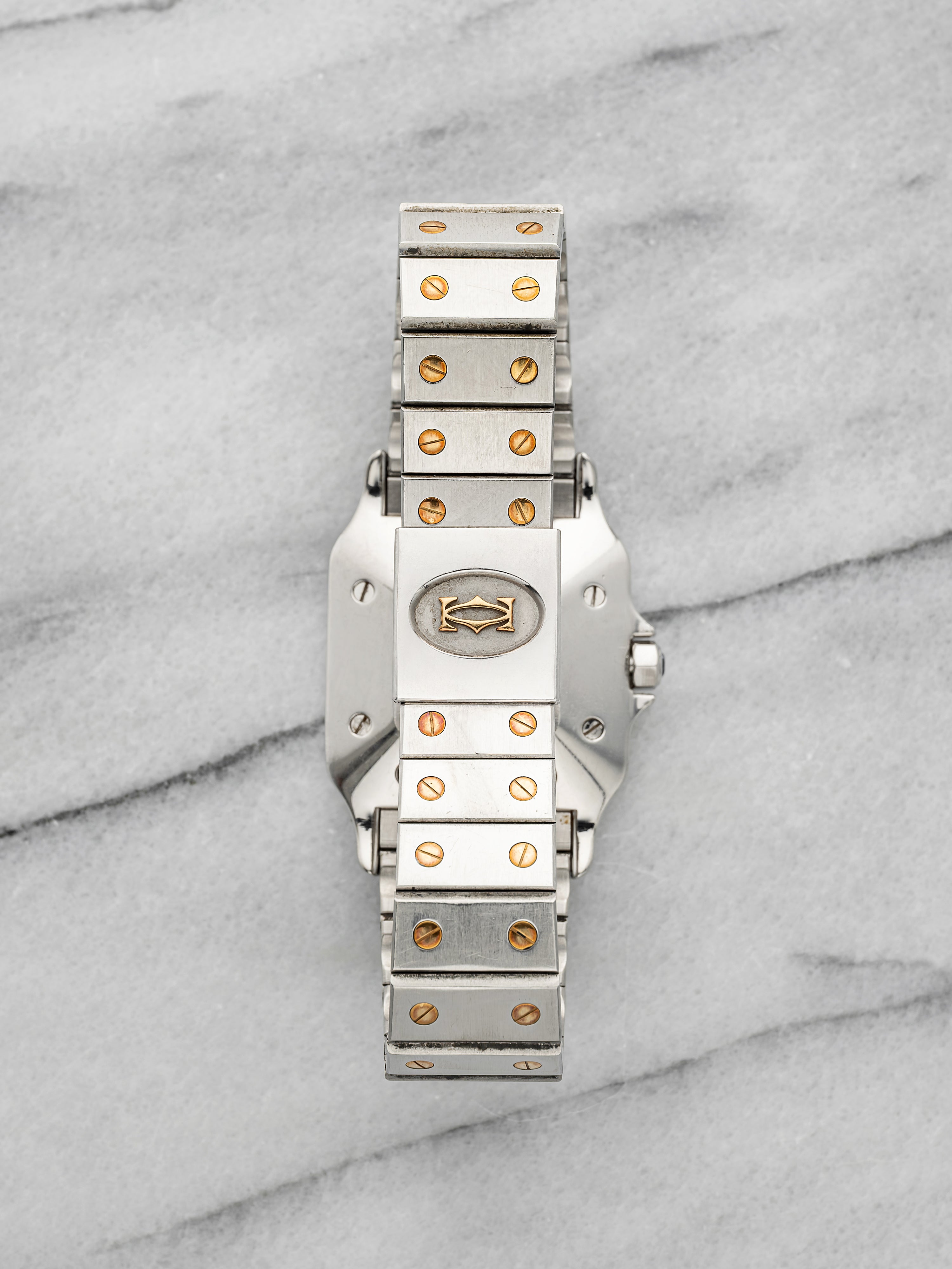 Vintage 1980s Cartier Santos 2961 Two-Tone White Roman Dial Auto 29mm