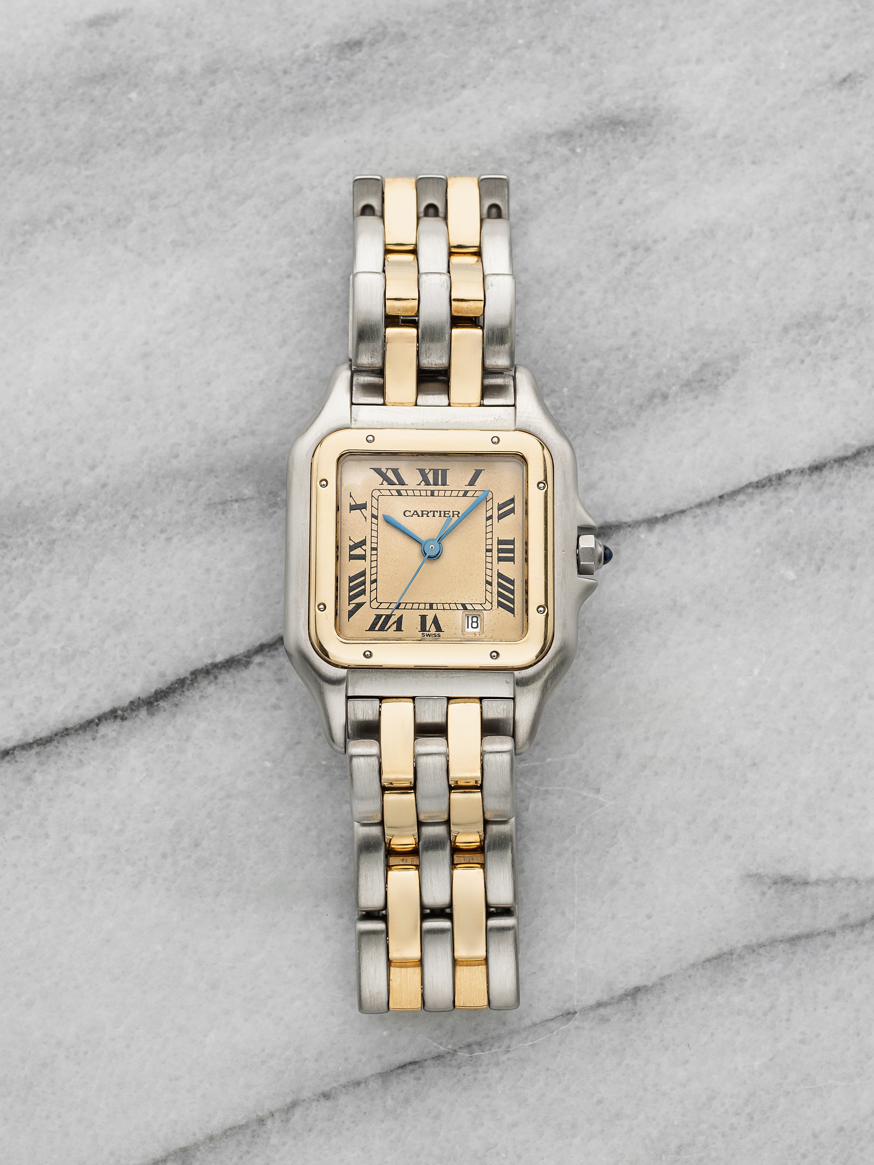 Vintage 1987 Cartier Panthère 187949 Two-Tone Cream Roman Dial Quartz 27mm