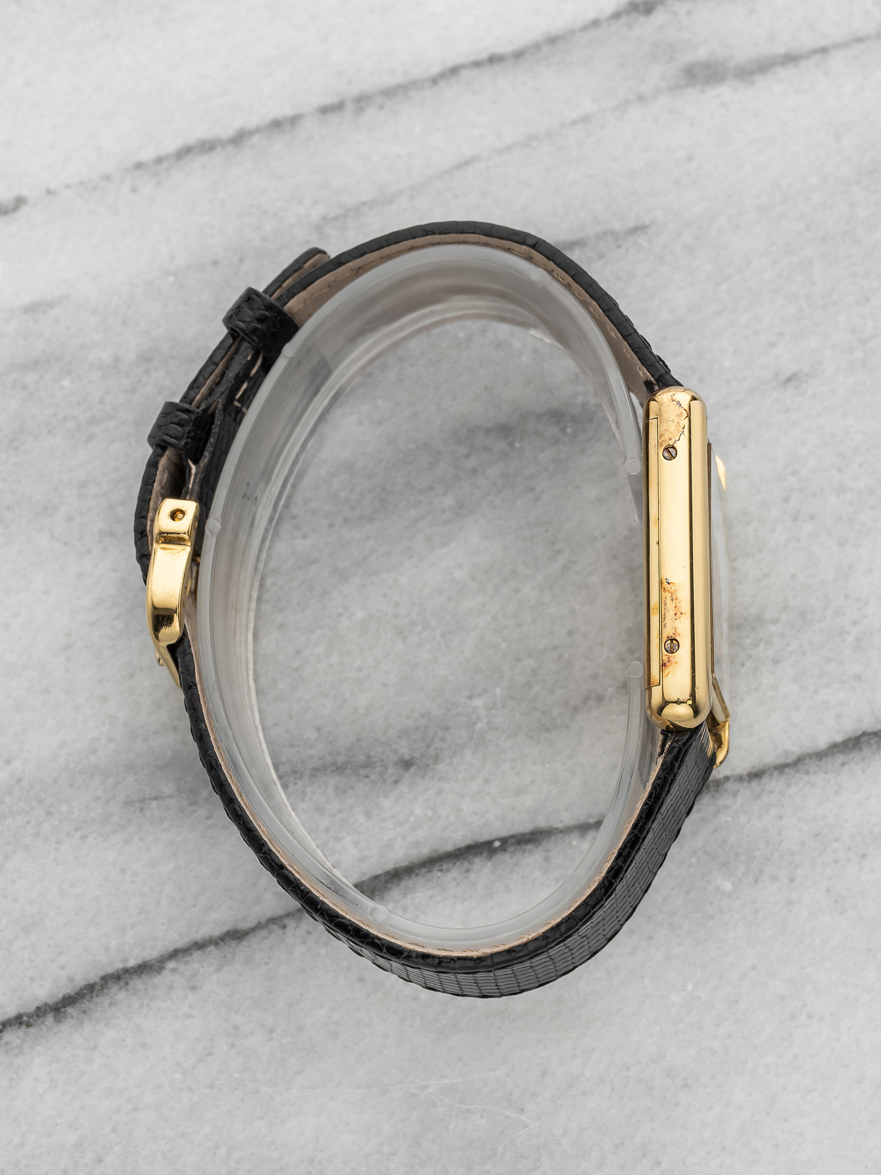 Vintage 1970s Cartier Must Tank Gold Vermeil Black Spider Dial Manual 23mm