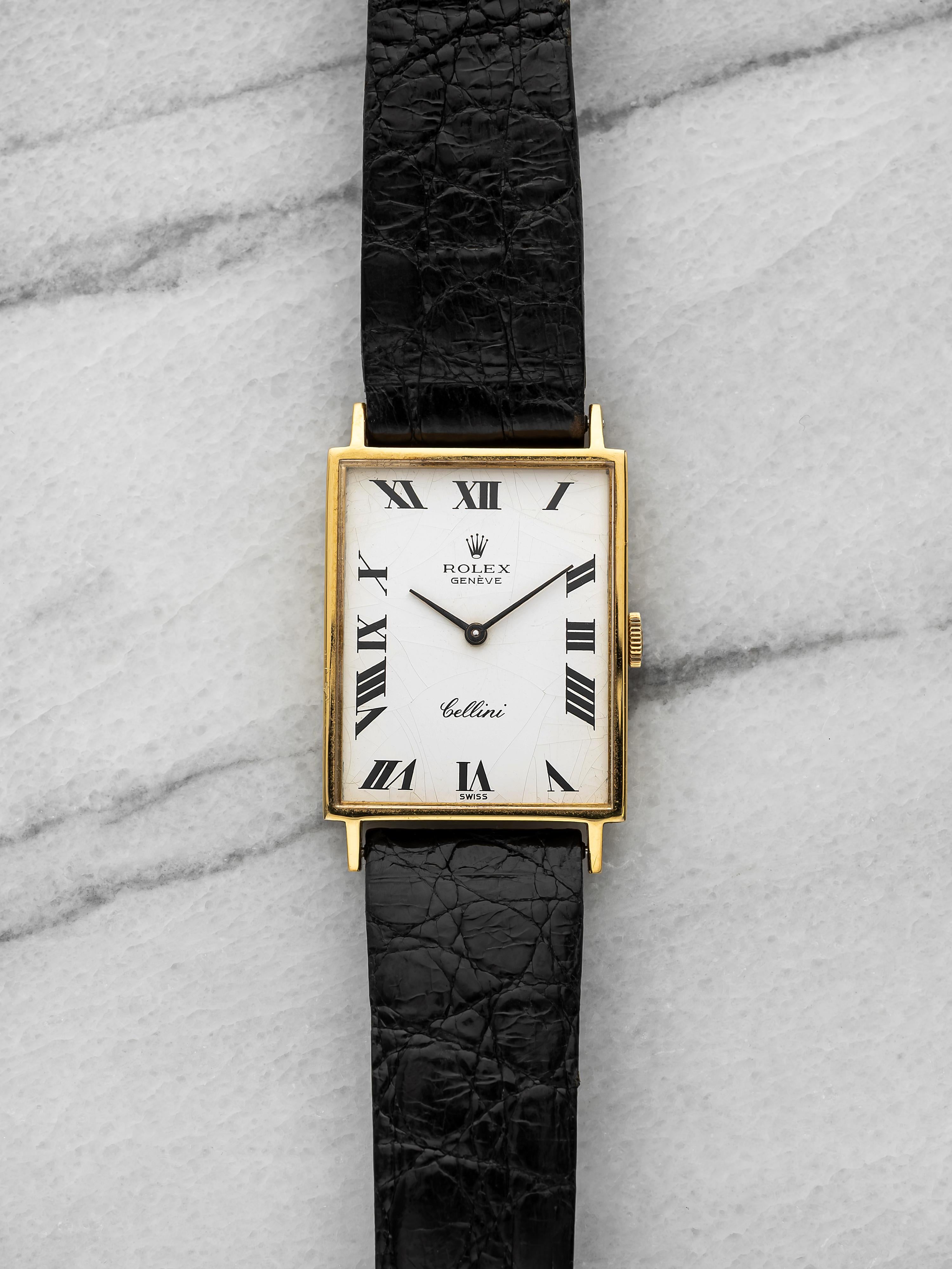 Vintage 1974 Rolex Cellini 4122 18K YG White Roman Dial Manual 23 mm