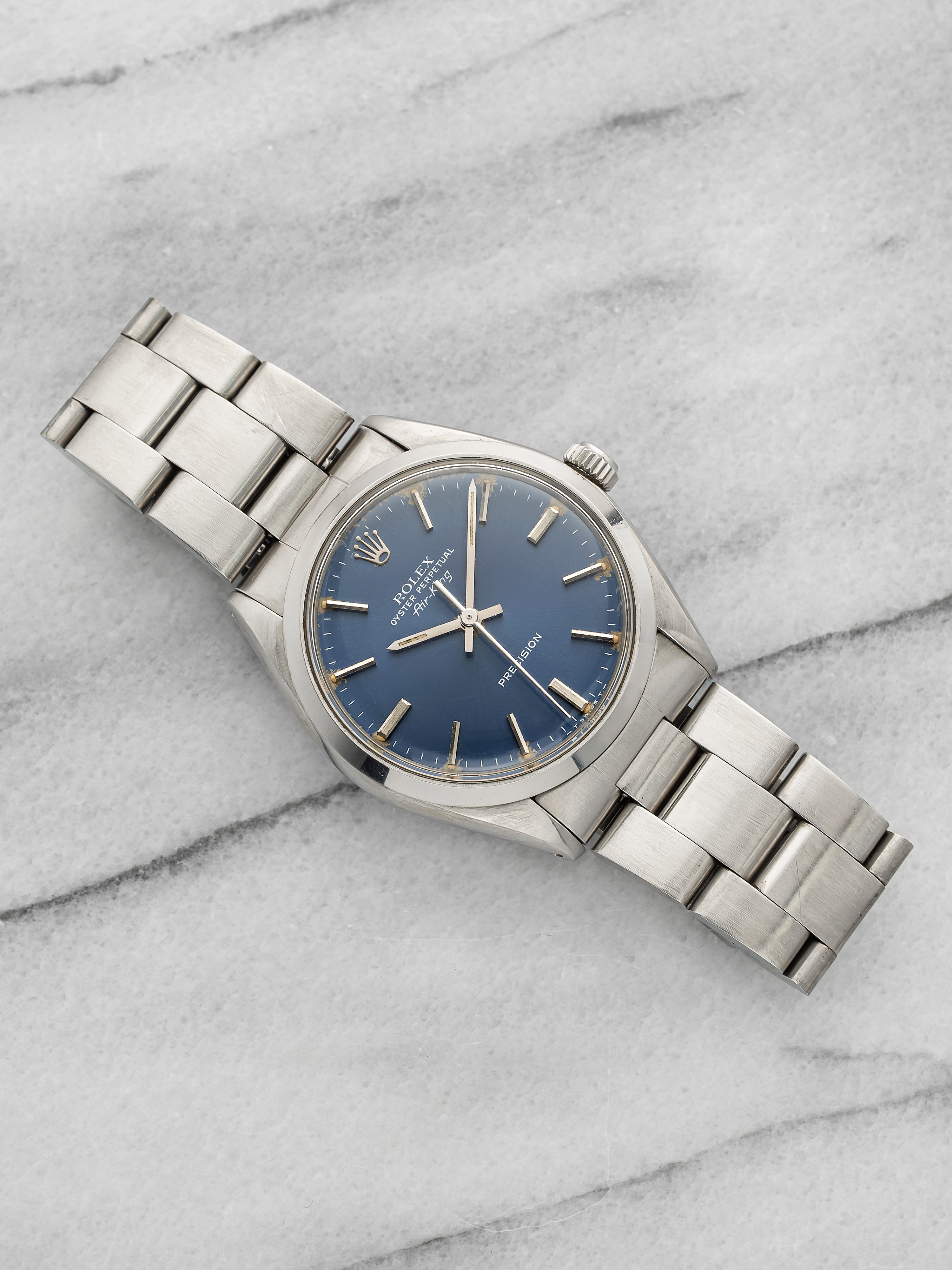 Vintage 1978 Rolex Air-King 5500 Stainless Steel Blue Sunburst Dial Auto 34mm