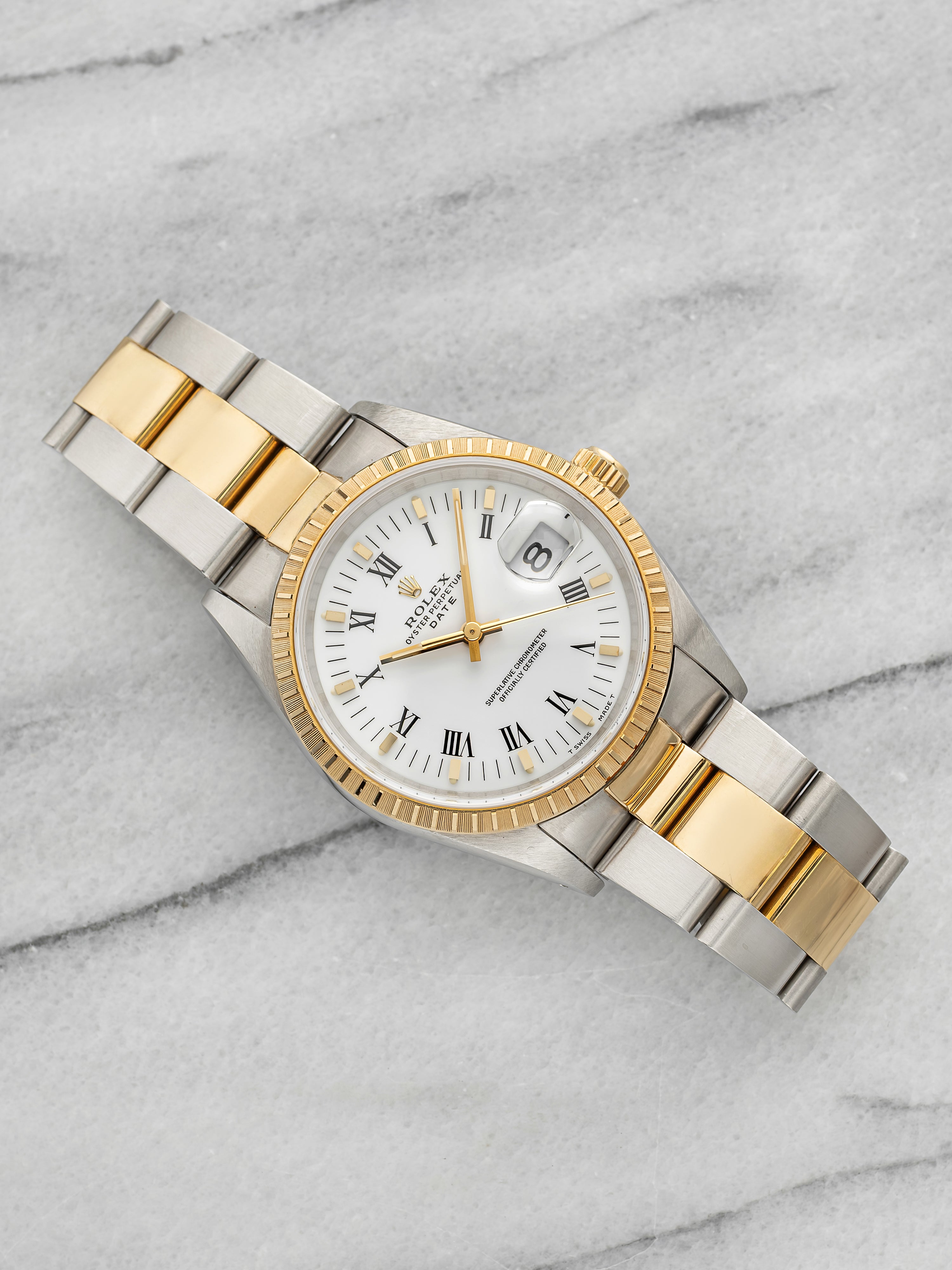 Vintage 1991 Rolex Oyster Perpetual Date 15233 Two-Tone Buckley Dial Auto 34mm