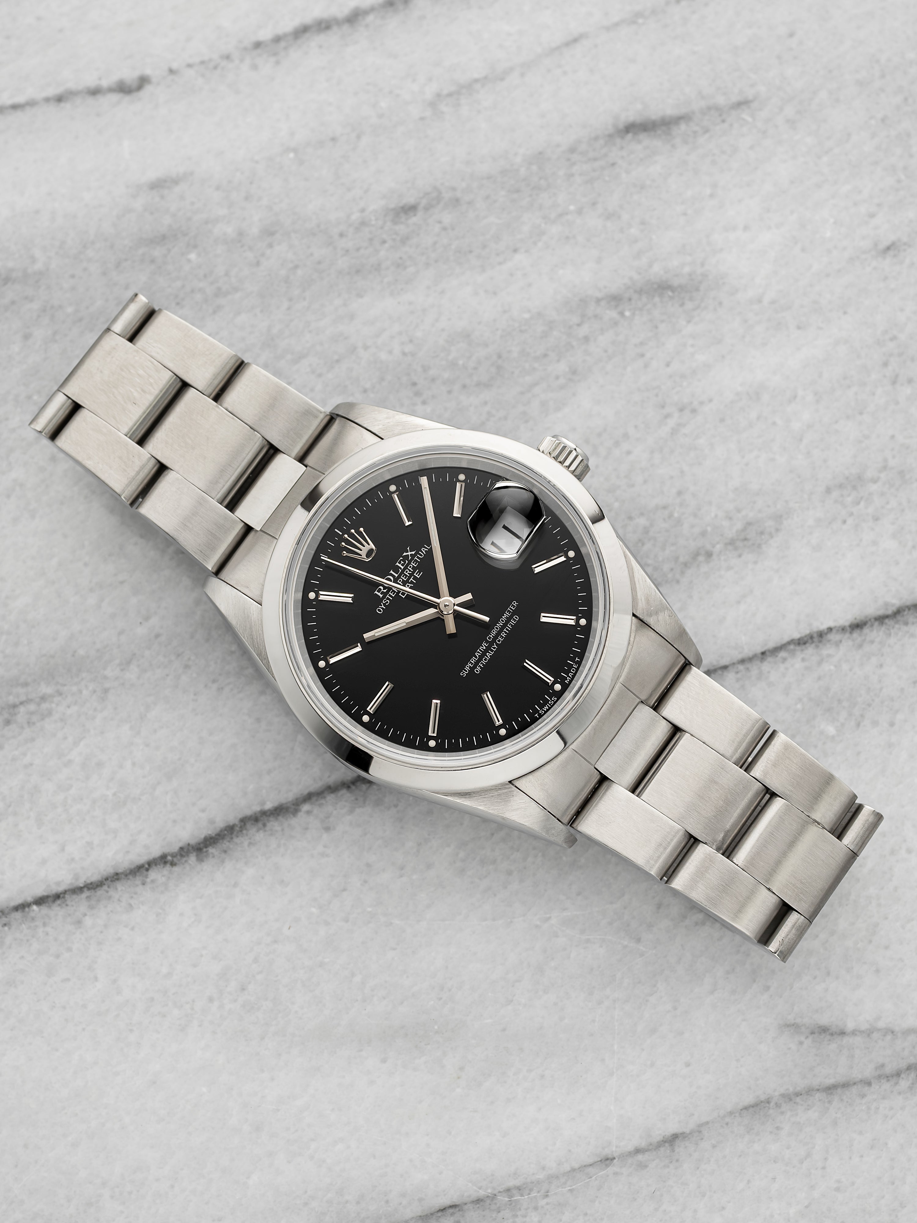 Vintage 1996 Rolex Oyster Perpetual Date 15200 Steel Black Dial Auto 34mm