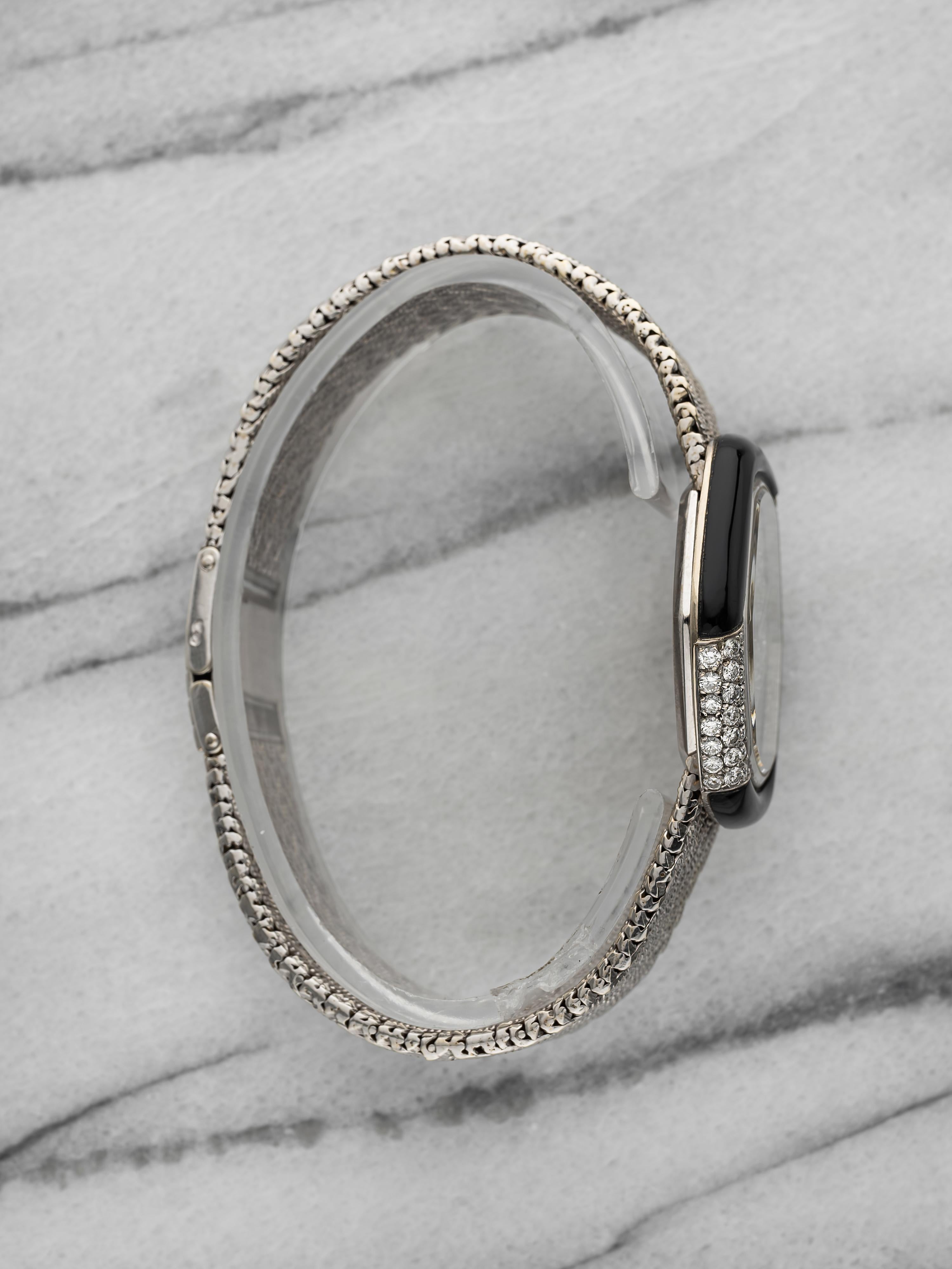 Vintage 1970s DeLaneau 18K WG Manual Onyx & Pave Diamond Dial 33 mm