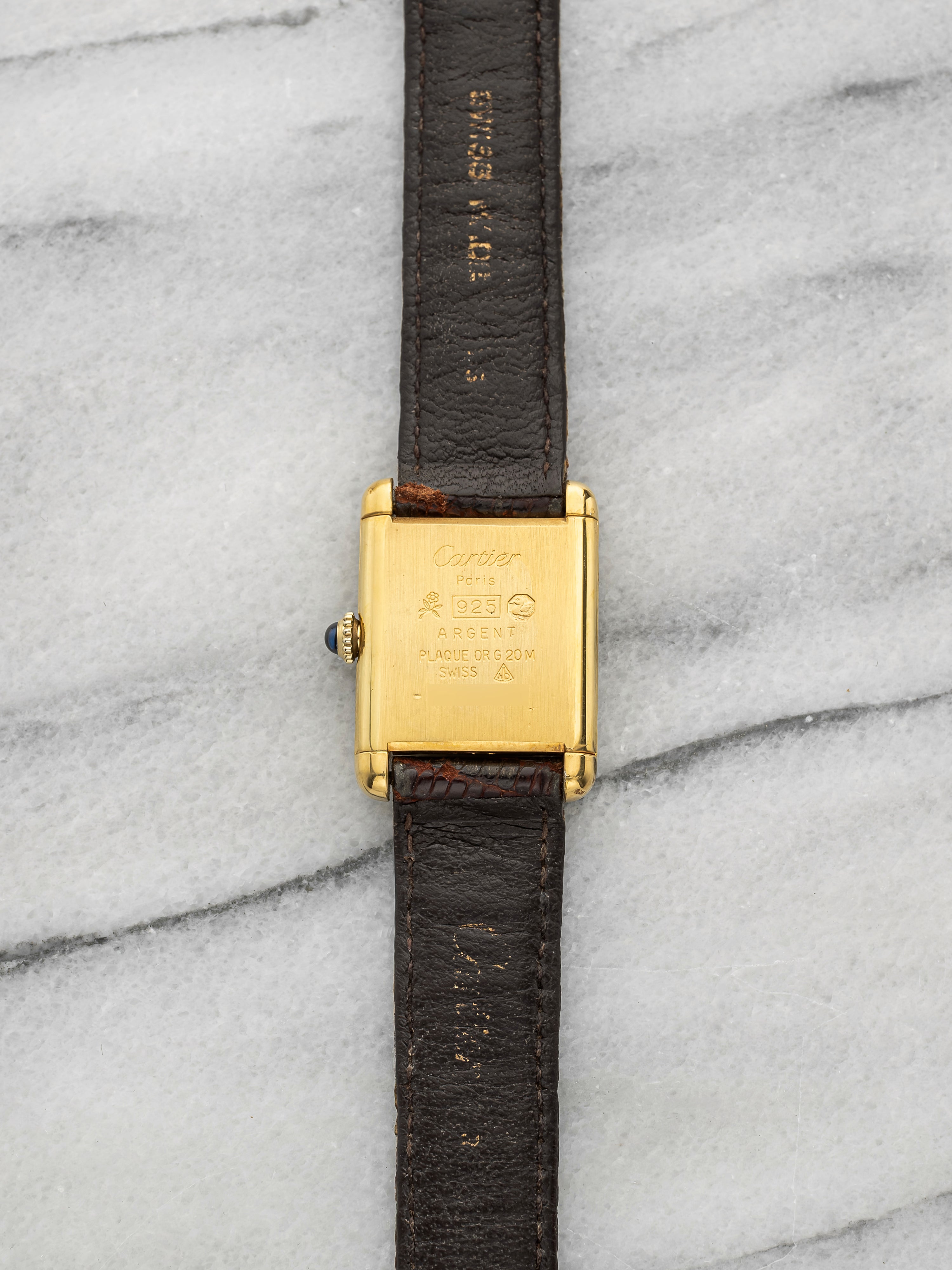 Vintage 1970s Cartier Tank Must Vermeil Roman Lemon Dial Manual