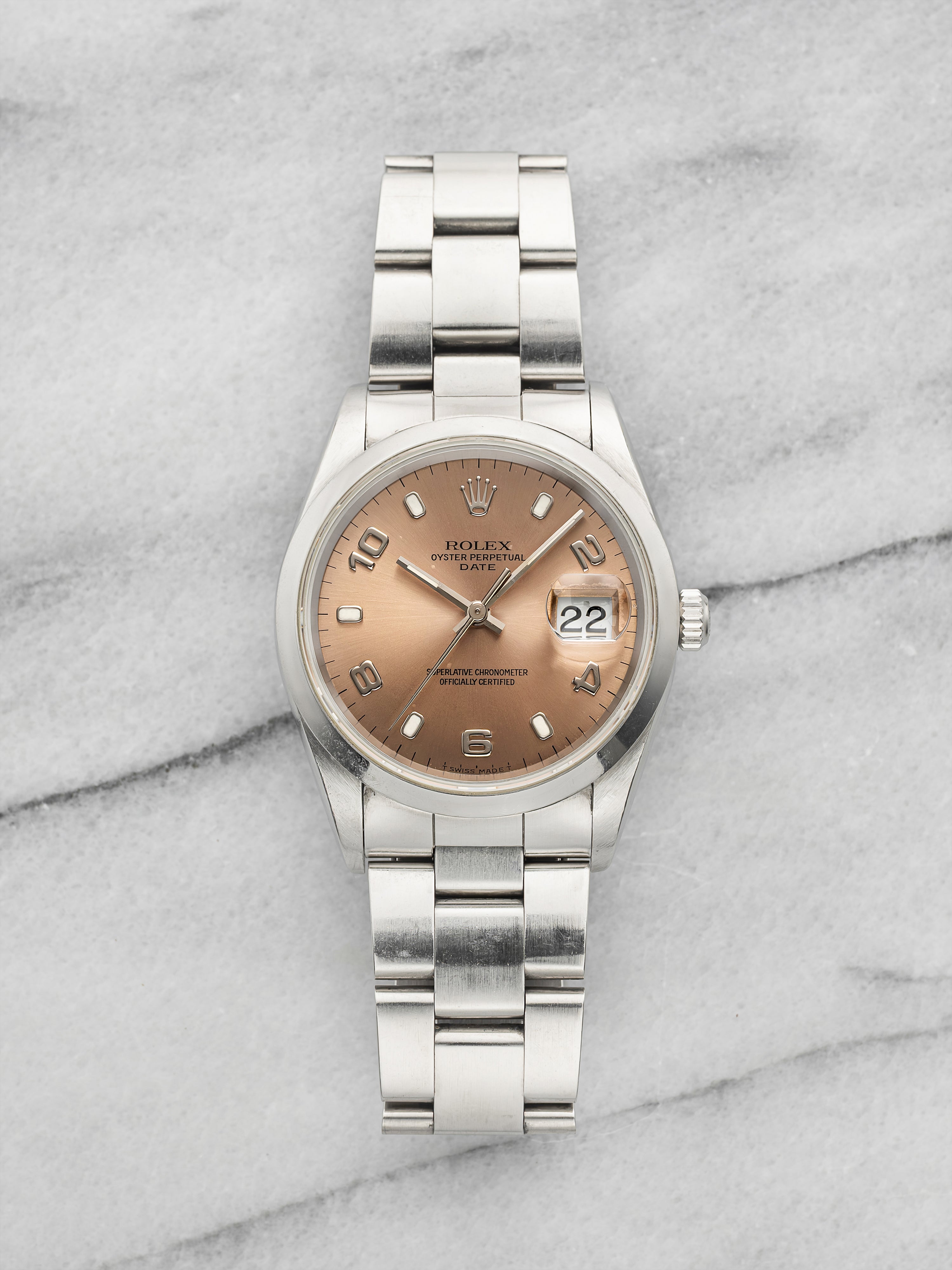 Vintage 1997 Rolex Oyster Perpetual Date 15200 Steel Salmon Dial Auto 34mm