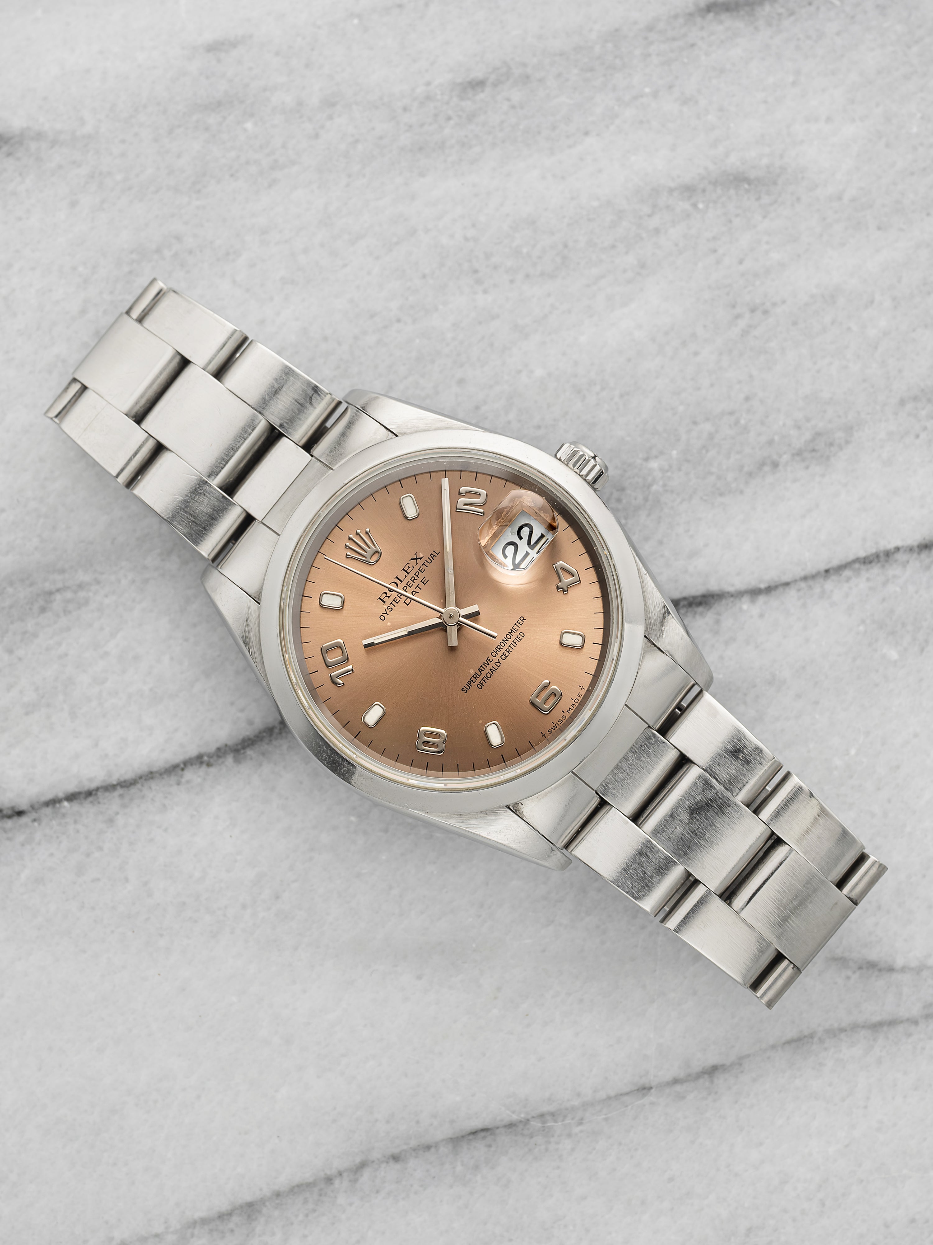 Vintage 1997 Rolex Oyster Perpetual Date 15200 Steel Salmon Dial Auto 34mm
