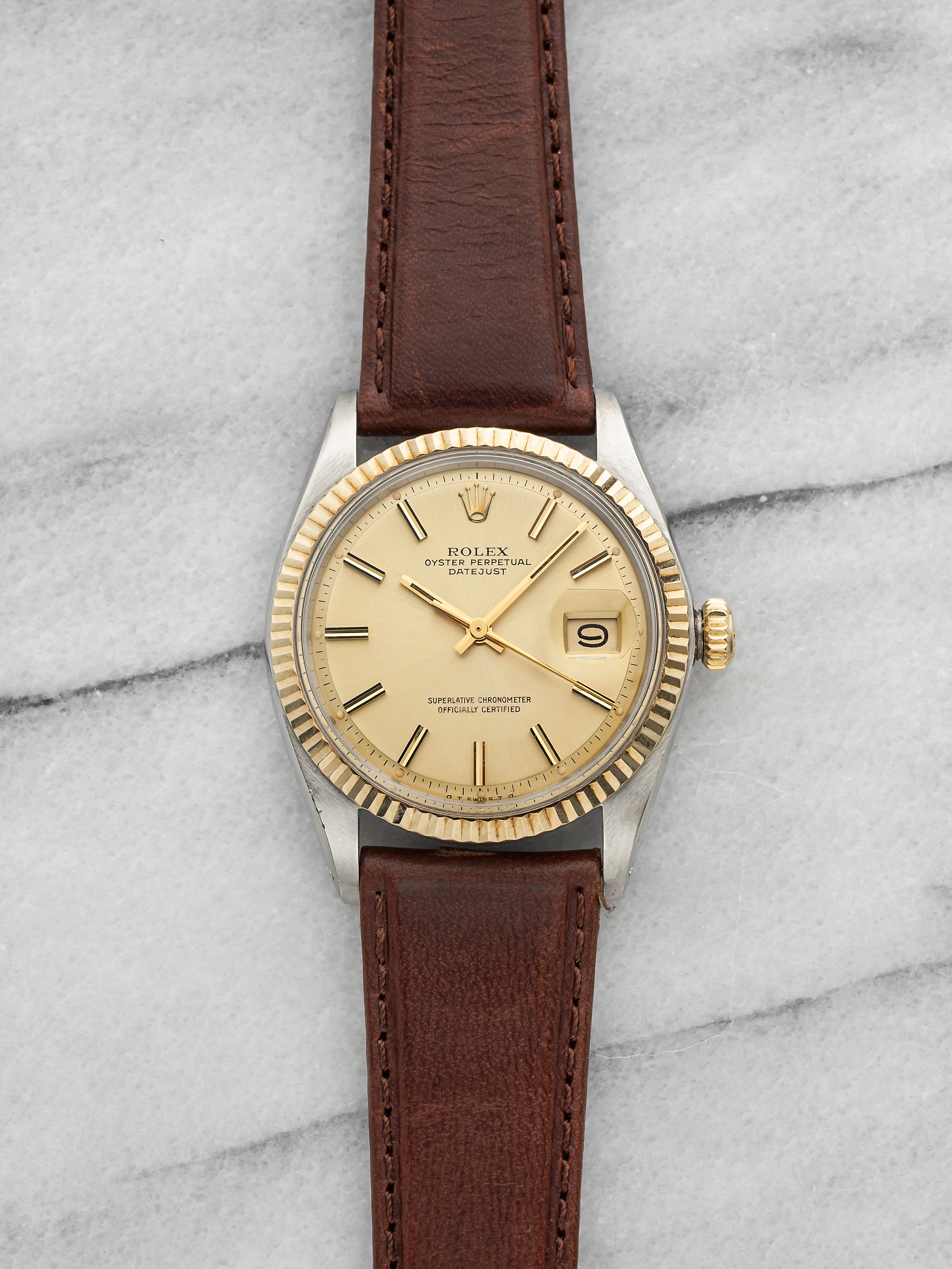 1973 Rolex Datejust 1601 Two-Tone Champagne Dial Automatic 36mm