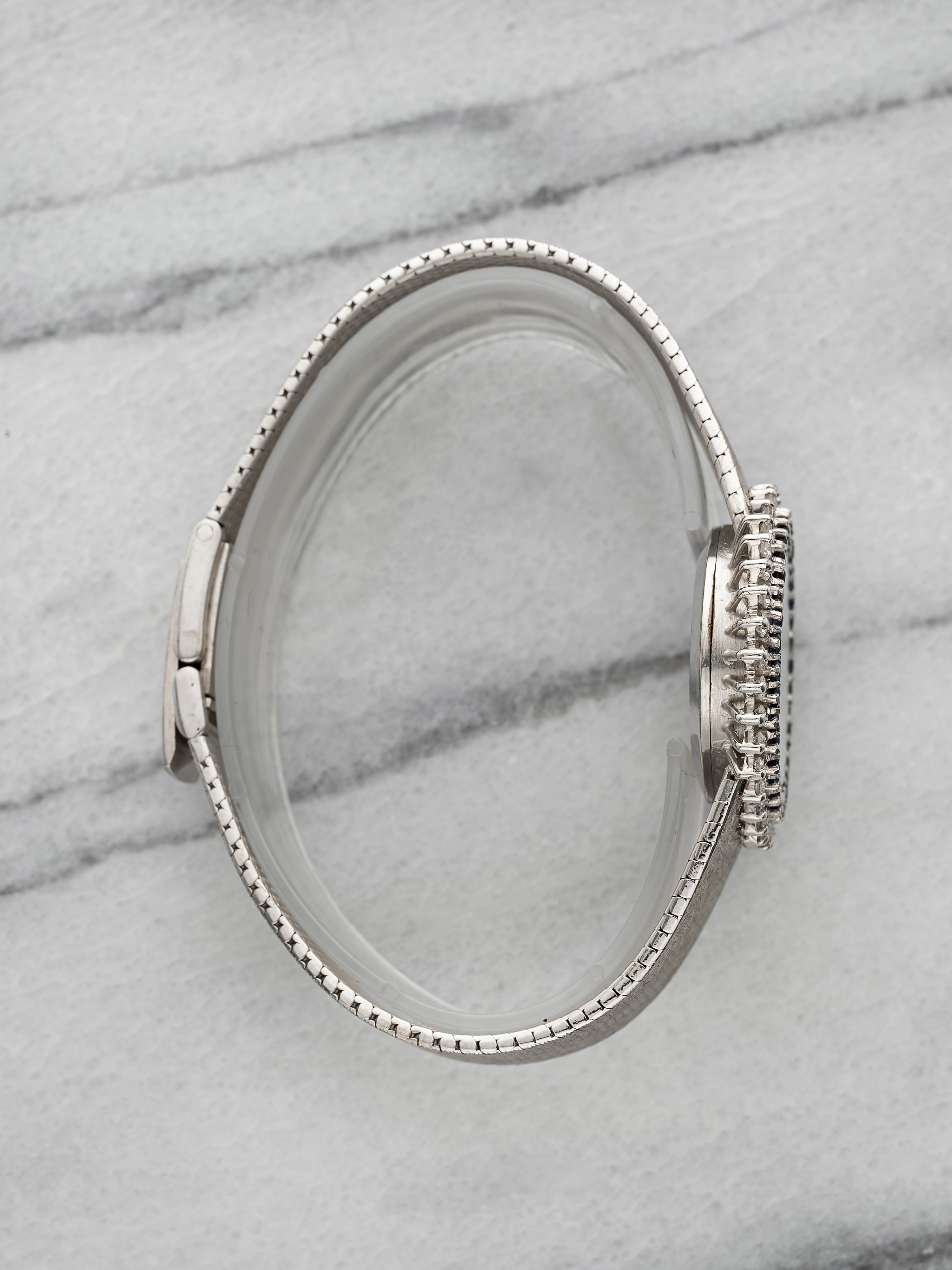 Omega De Ville 8340 - 18K White Gold, Pave Diamond Dial, Sapphire Bezel