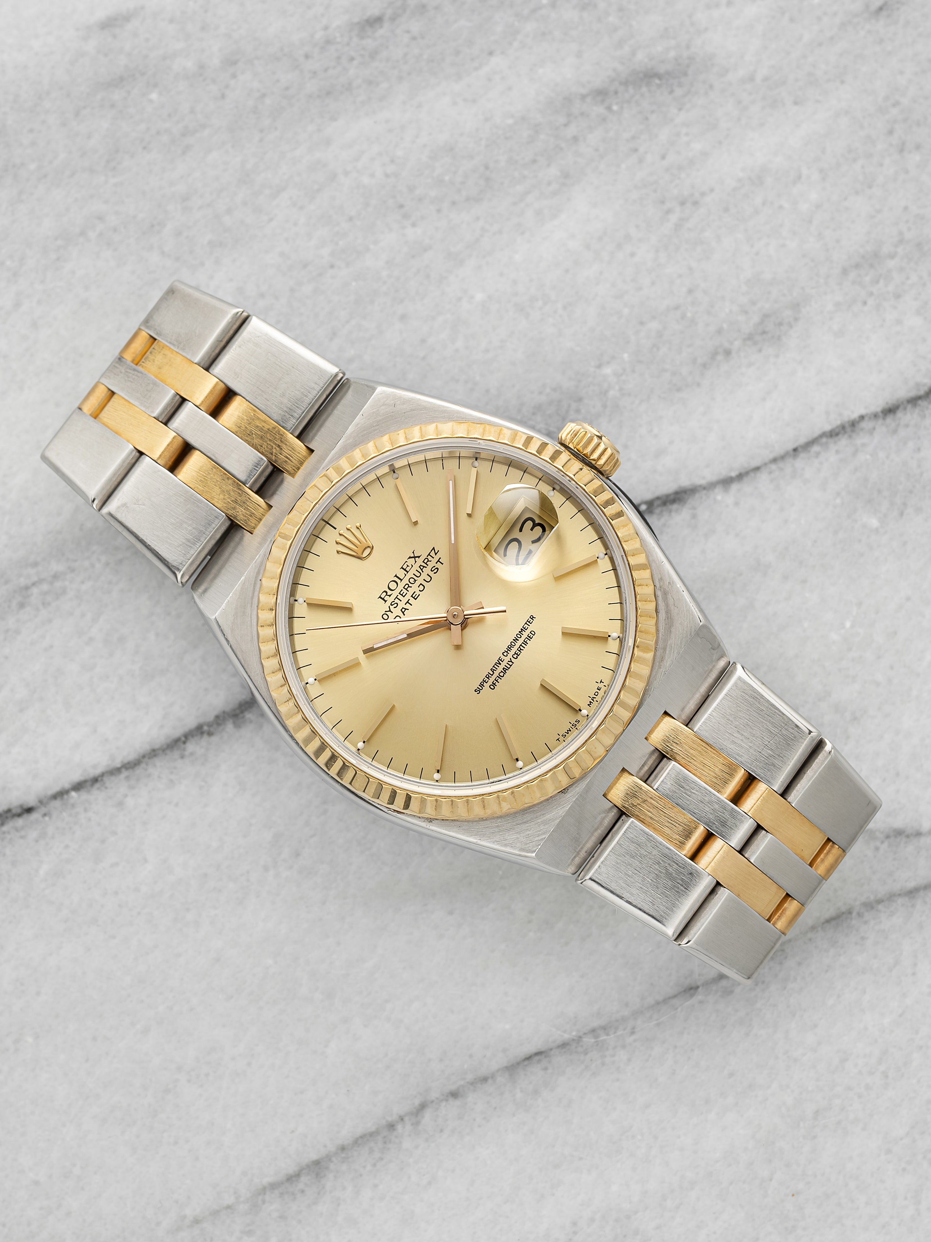 Vintage 1987 Rolex Oysterquartz DJ 17013 Two-Tone Champagne Dial Quartz 36mm