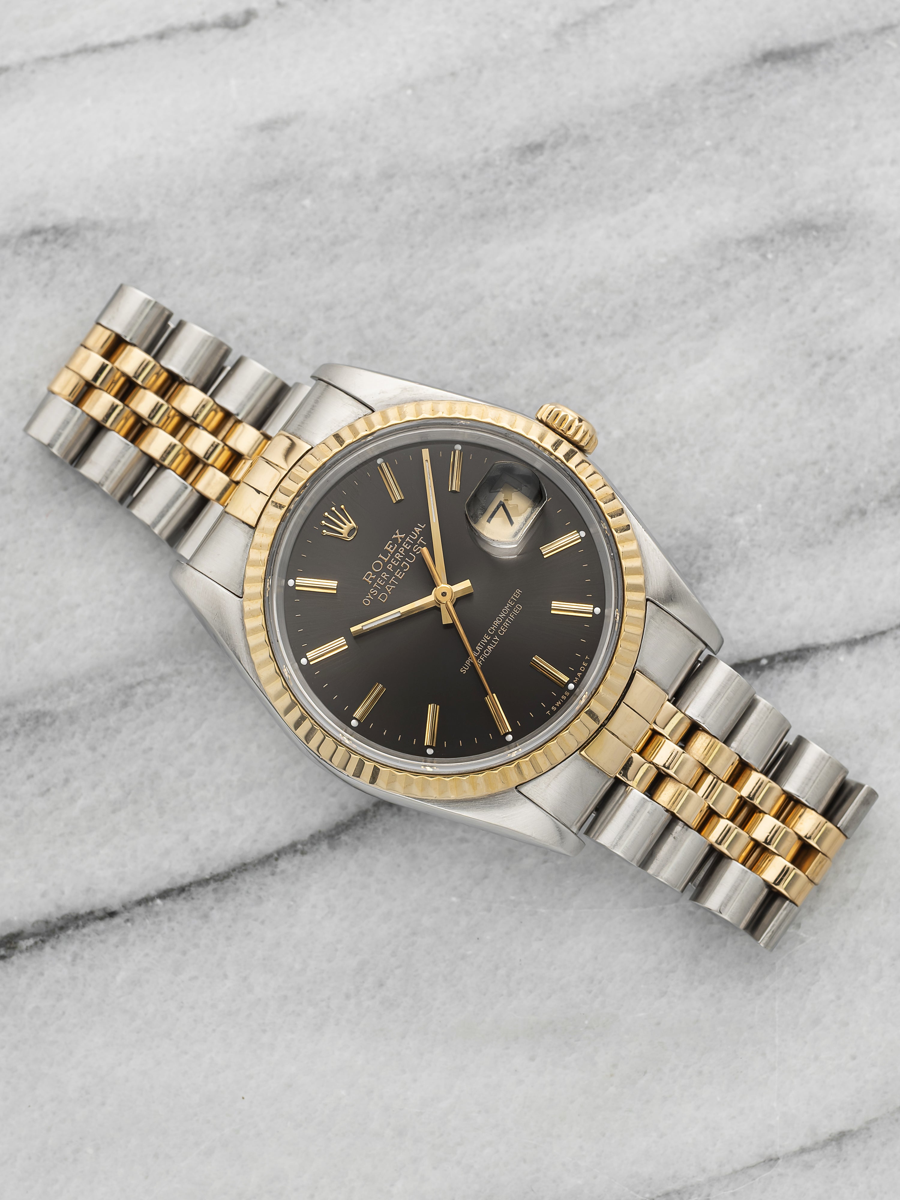Vintage 1991 Rolex Datejust 16233 Two-Tone Black Sunburst Dial Auto 36mm