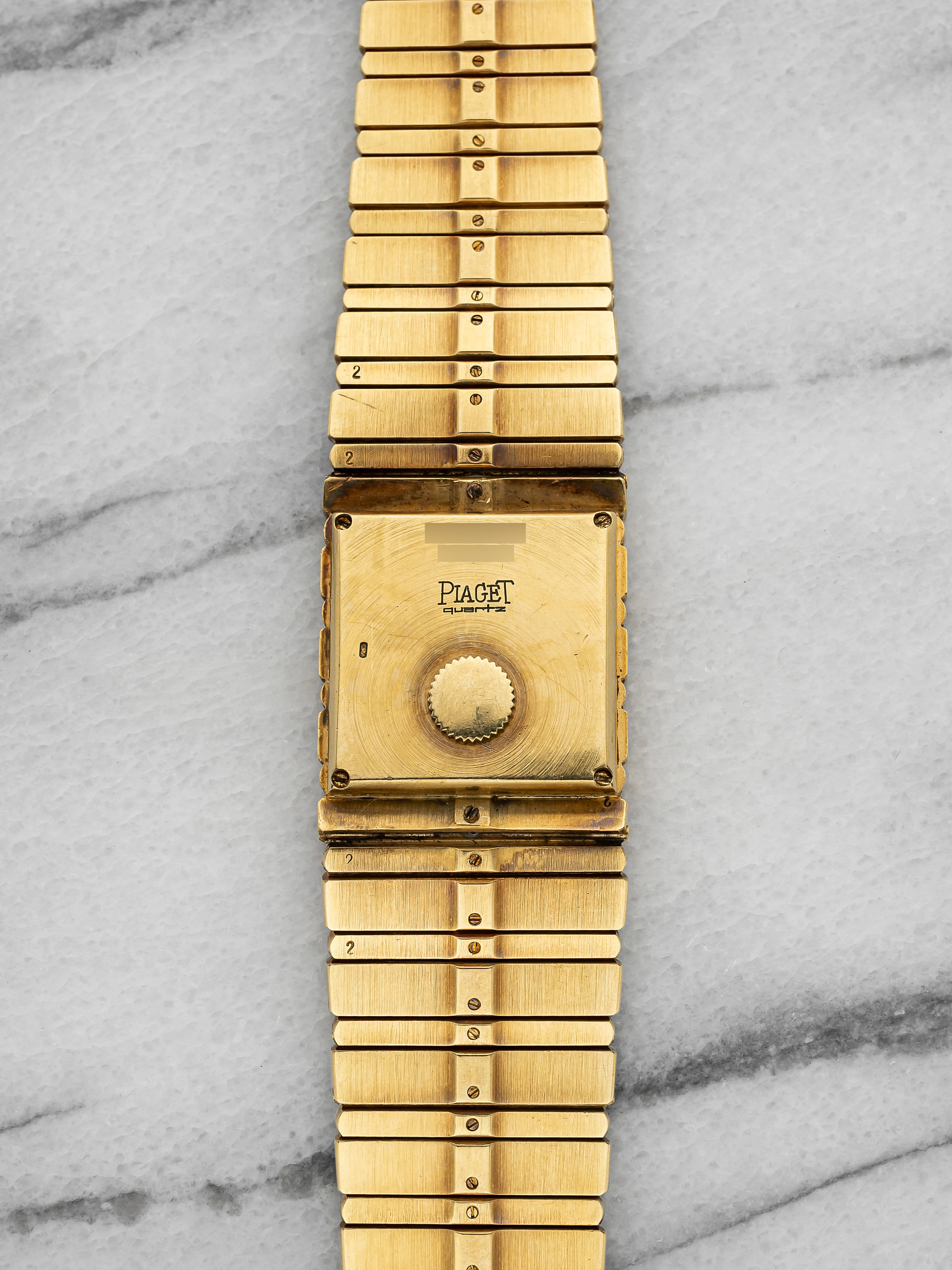 Vintage 1980s Piaget Polo 71311 C725 18K YG Pave Diamond Dial Quartz 25 mm