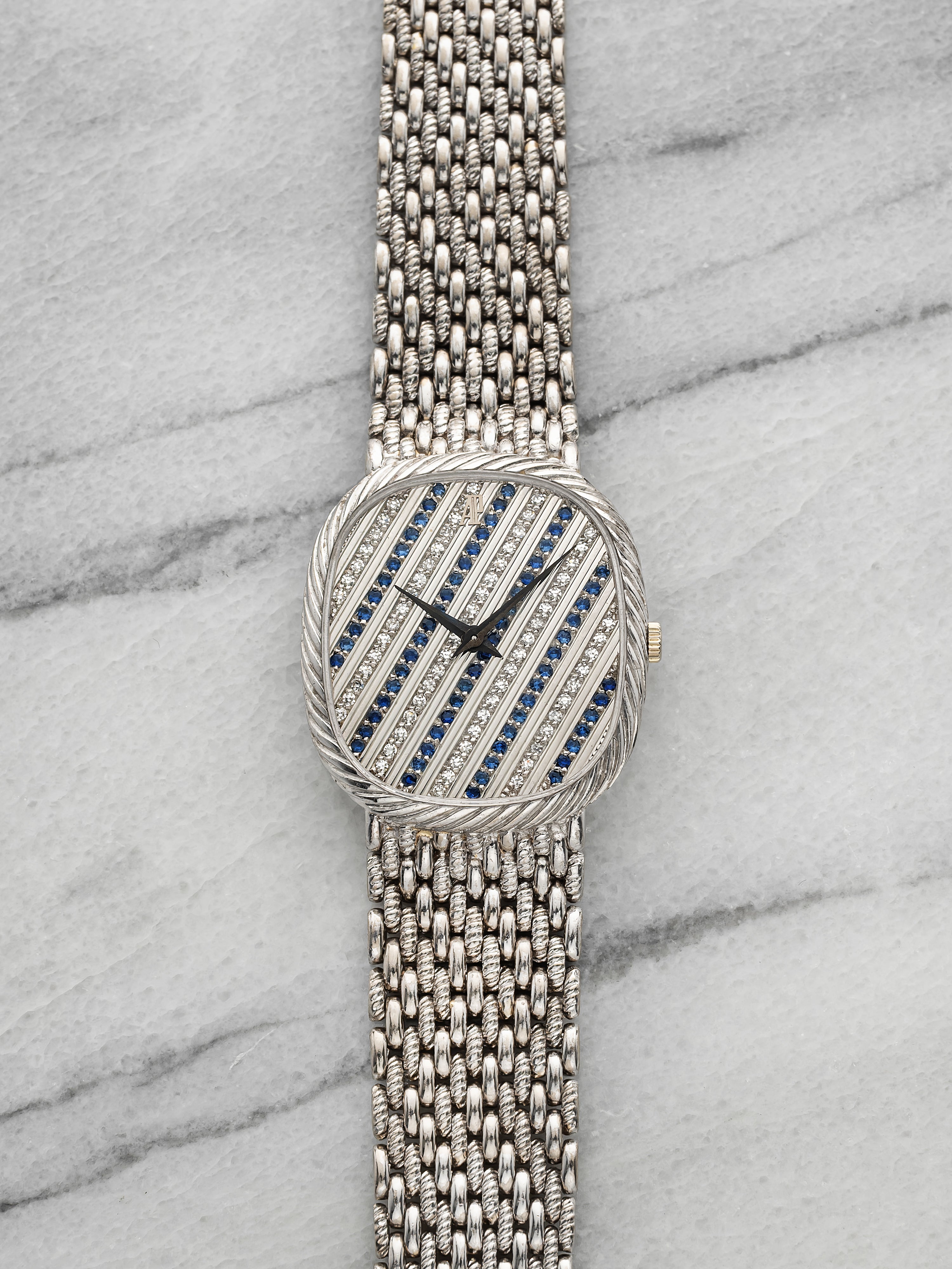Audemars Piguet Ellipse - 18k WG Diamond & Sapphire Diagonal Candy Stripe Pave