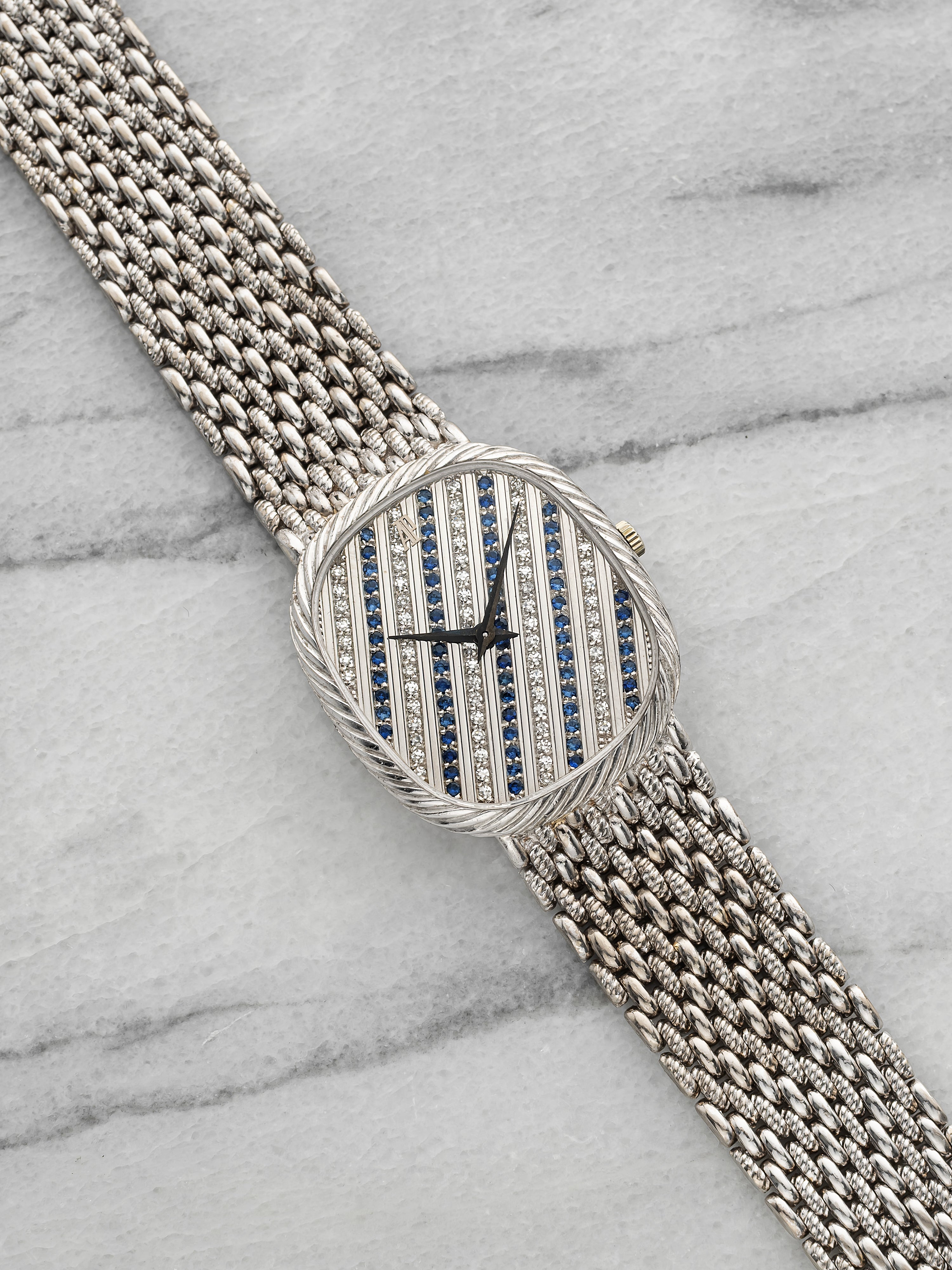Audemars Piguet Ellipse - 18k WG Diamond & Sapphire Diagonal Candy Stripe Pave