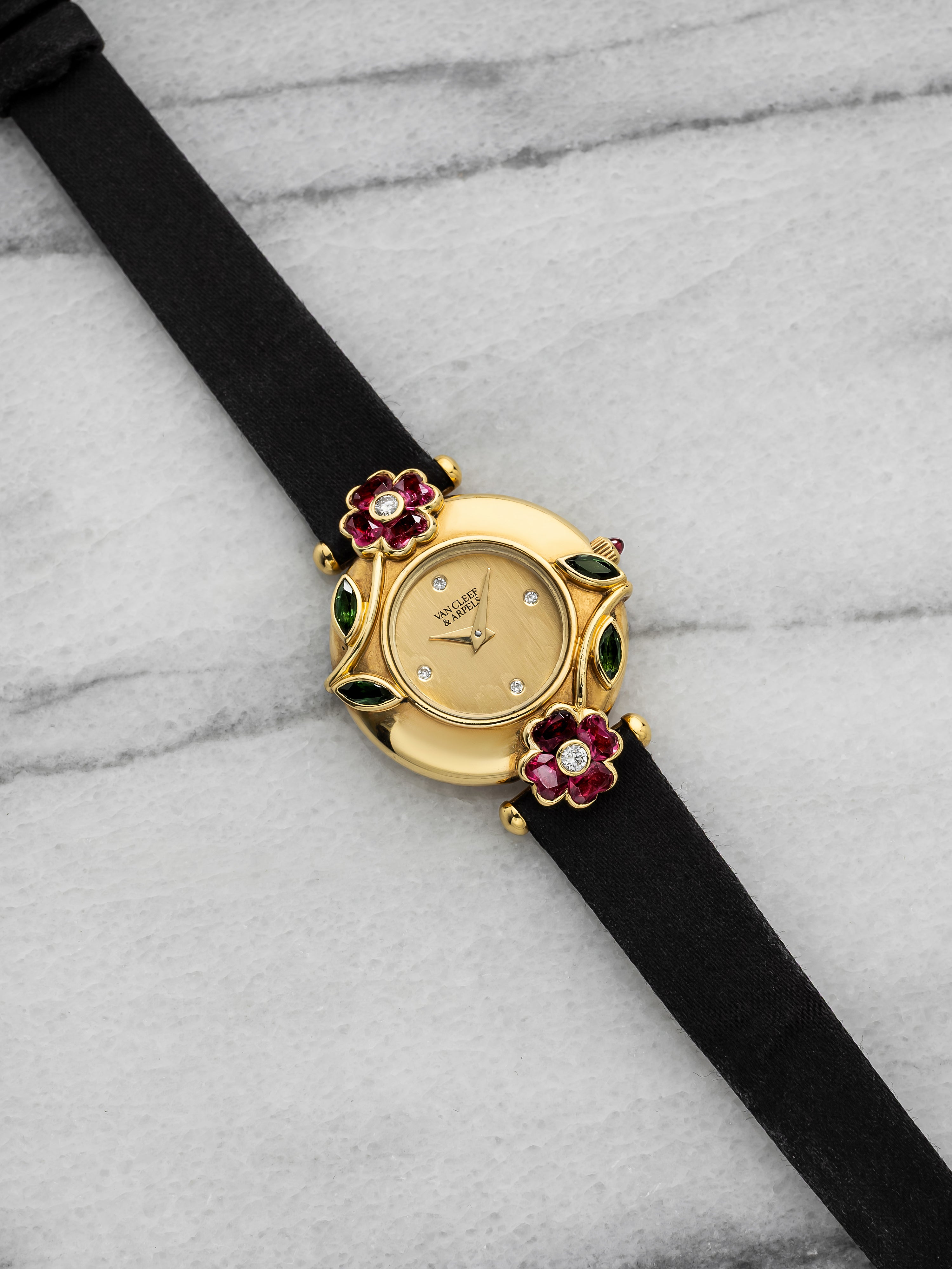 Vintage 1993 Van Cleef & Arpels Lady 18K YG Champagne Diamond Dial Quartz 32 mm