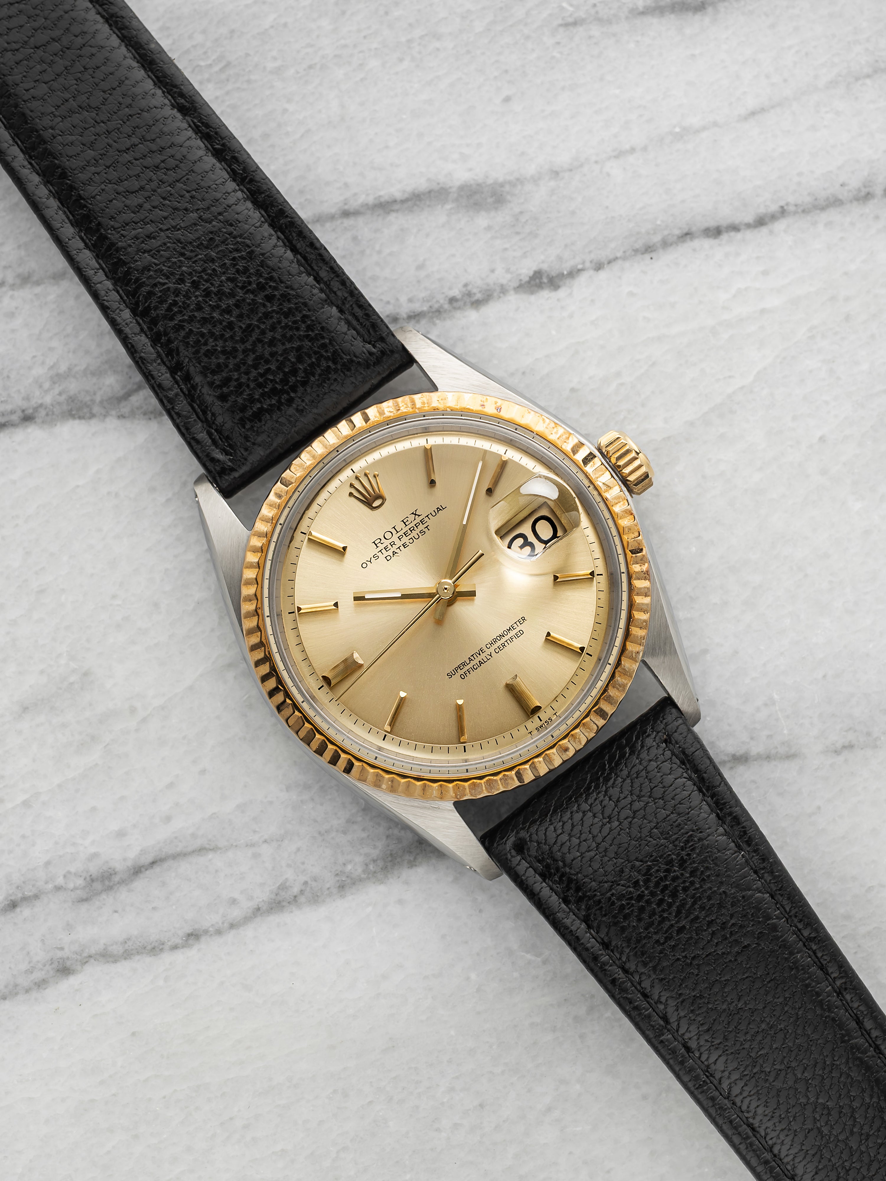 Vintage 1970 Rolex Datejust 1601/3 Two-Tone Champagne Stick Dial Auto 36mm