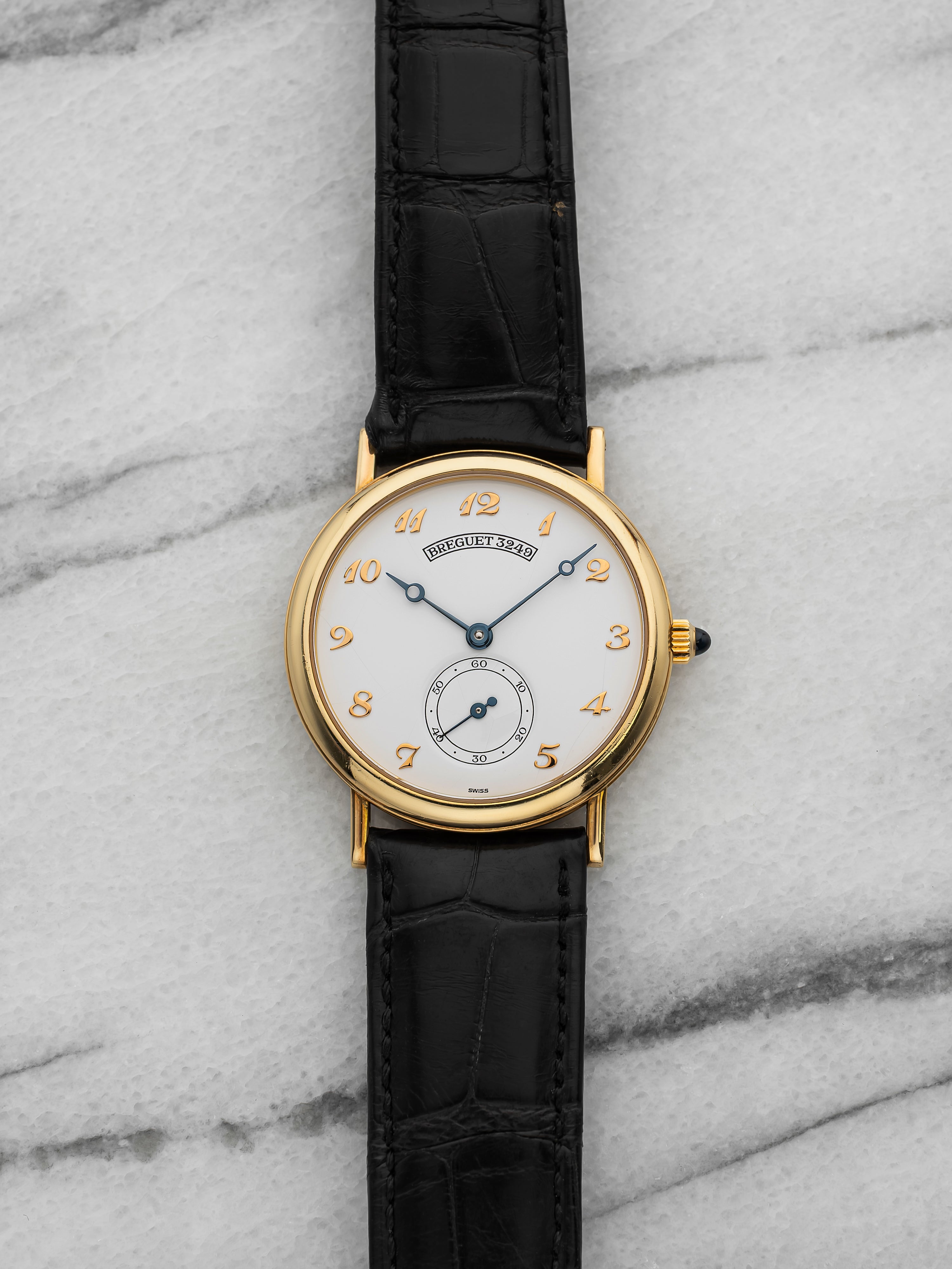 Vintage 1990s Breguet Dress Watch 3210 18K YG Enamel White Dial Manual 33mm